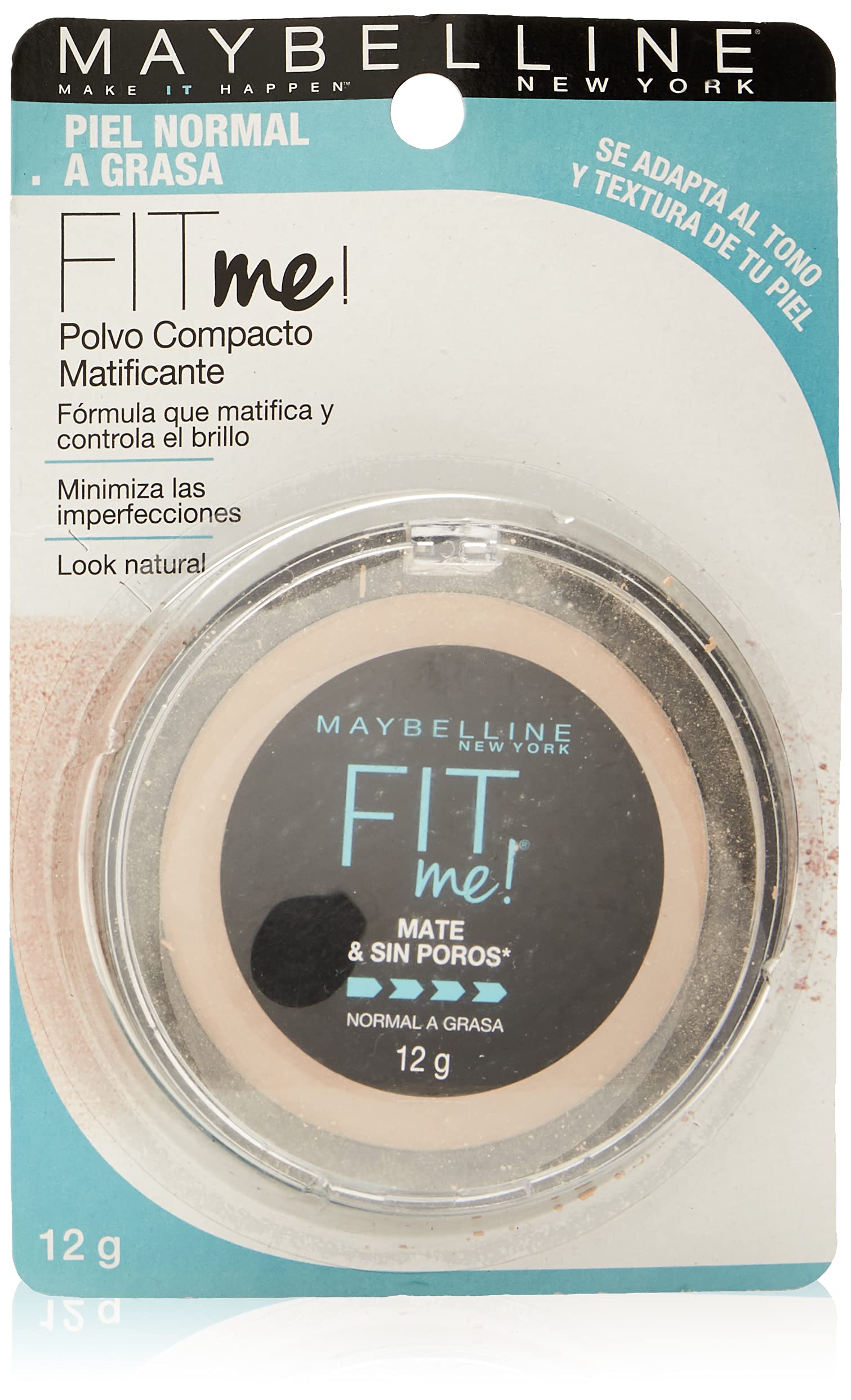 MAYBELLINE Maquillaje en polvo fit me matte & poreless powder 128 nude, new york + Base de Maquillaje Fit Me Matte, 128 Warm Nude