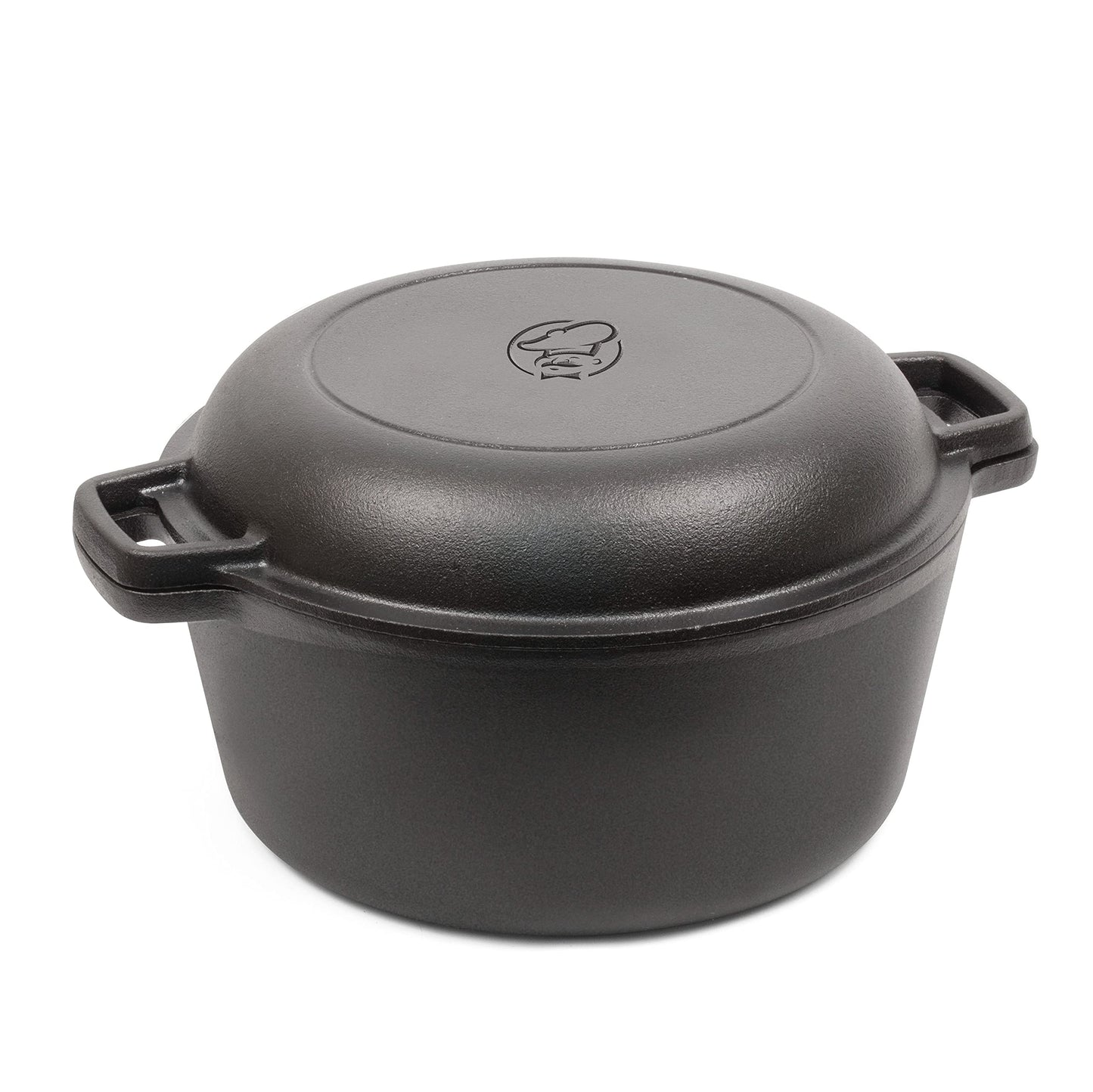 COMMERCIAL CHEF Horno holandés de hierro fundido de 5 cuartos con tapa de sartén