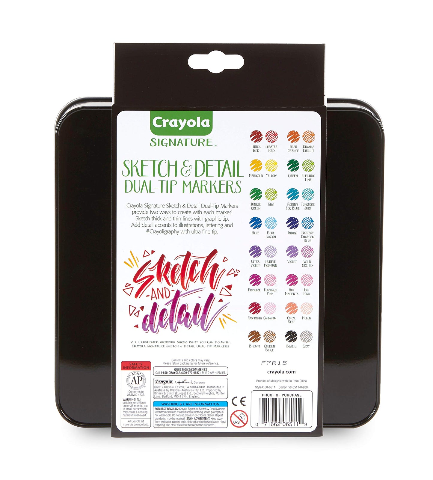 Crayola Signature Sketch & Detail Dual-Tip Markers, Professional Coloring Kit, Crayoligraphy Calligraphy, Gift