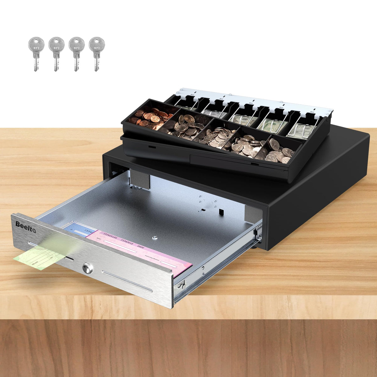 Cajón de Efectivo 13" beelta Negro con Apertura Electrónica para Sistema POS