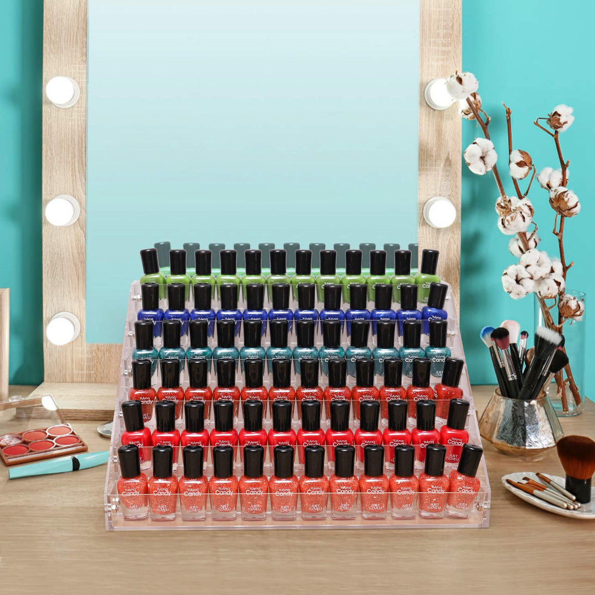 BTremary - Soporte organizador de pintura para esmalte de uñas transparente, estante acrílico de 6 niveles, soporte de exhibición de tinta de tatuaje y aceite esencial, con capacidad para hasta 48-96