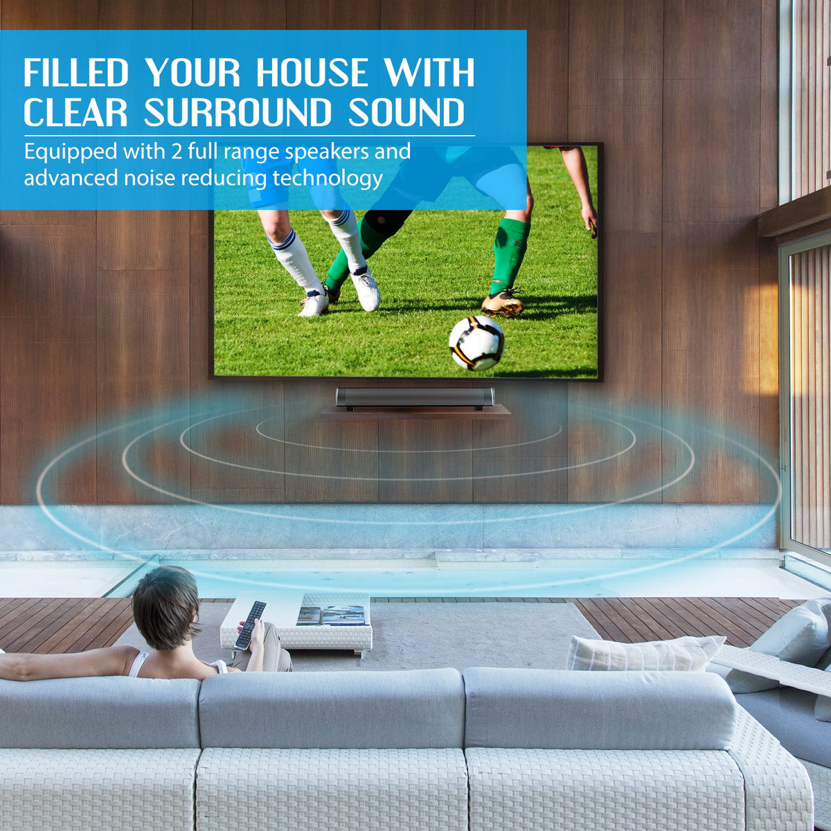 Barra de Sonido TV Soundbar Bluetooth Inalámbrico y con Cable Surround para Teatro en Casa