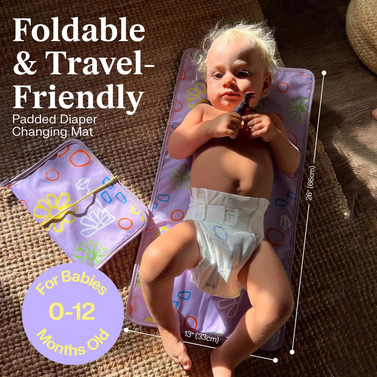 Freestyle Almohadilla Cambiadora de Pañales Portátil | Plegable, Almohadilla Cambiadora Impermeable para Bebé con Elegante Bolsa para Toallitas Húmedas | Almohadilla Cambiadora de Viaje para Recién