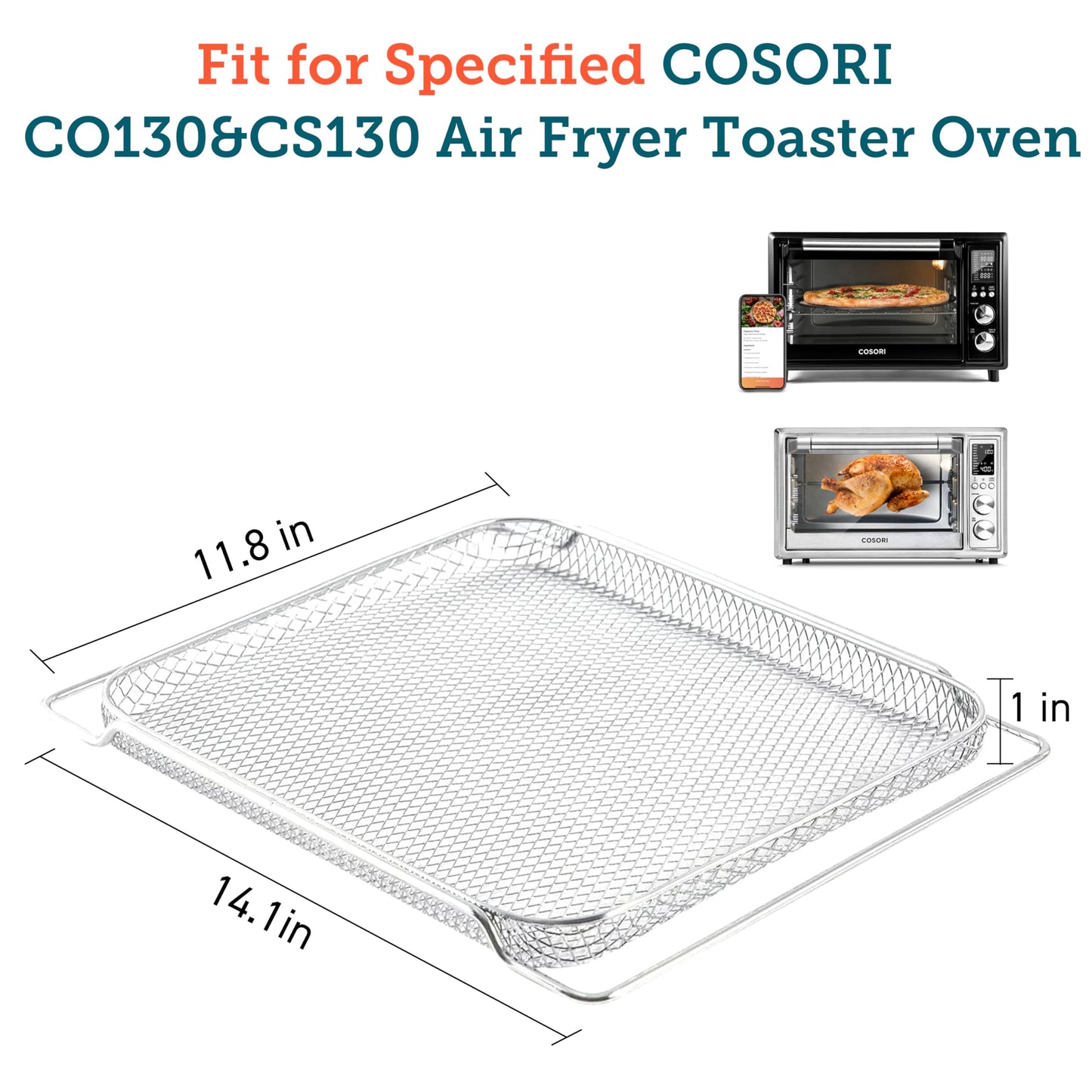 COSORI - Cesta de freidora de aire para CO130-AO, CS130-AO y CS130-CFH, accesorios de repuesto para horno tostador