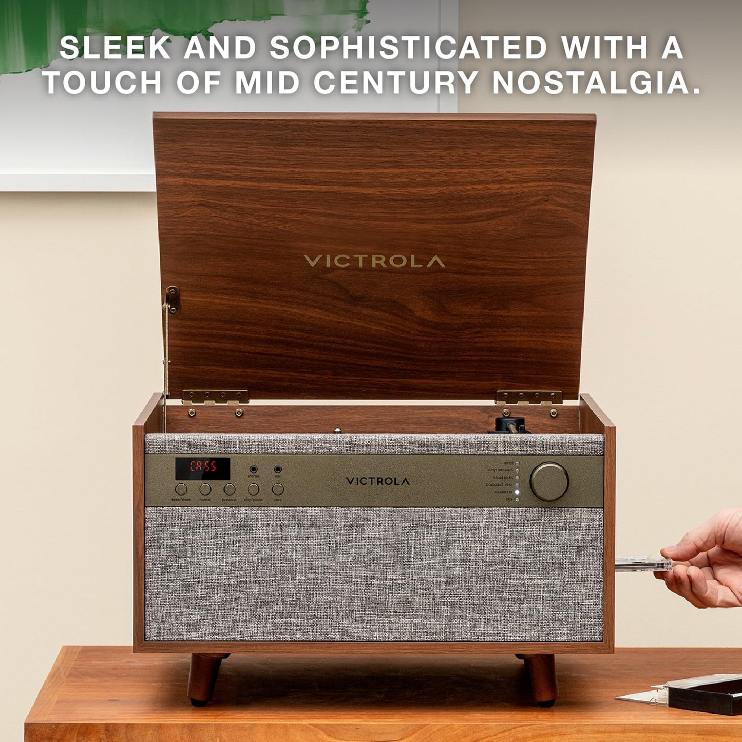 Tocadiscos Victrola Century Natural con Bluetooth y Auxiliar 3 Velocidades Diseño de Medio Siglo