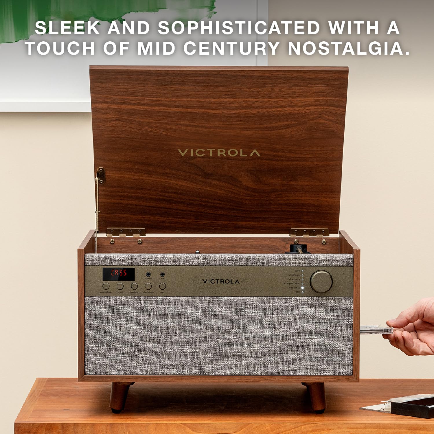 Tocadiscos Victrola Century Natural con Bluetooth y Auxiliar 3 Velocidades Diseño de Medio Siglo