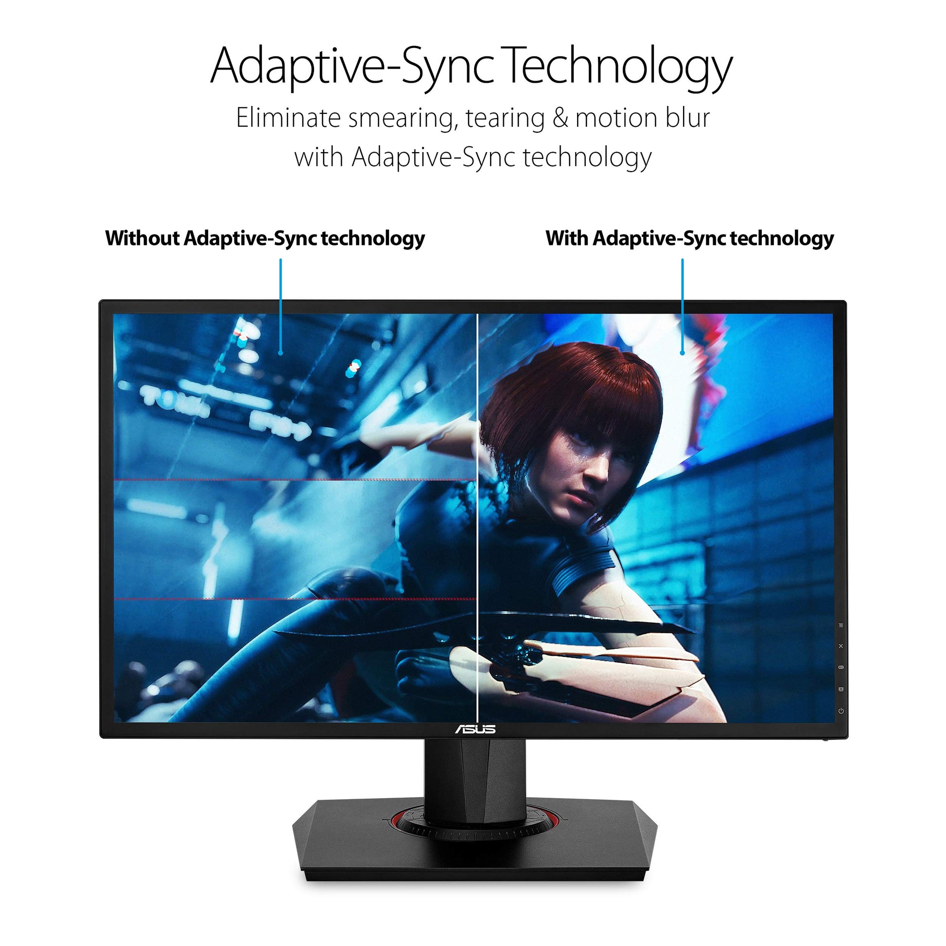 Asus Monitor Gamer 24" VG248QG, Eye Care, HDMI, DVI, 1080P, Full HD con 165Hz de refresco, tecnología Adaptive-Sync para gráficos perfectos y G-SYNC