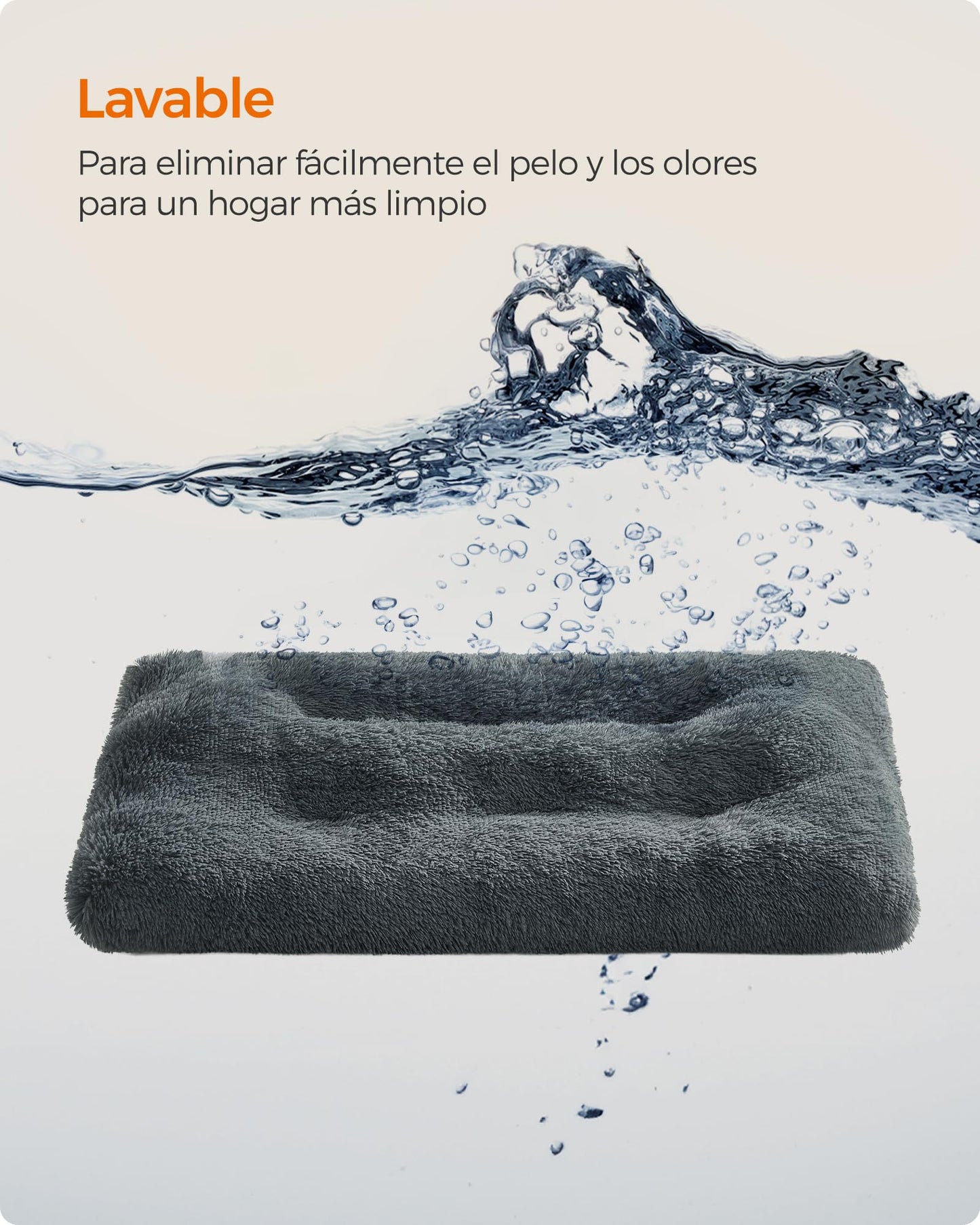 Feandrea Cama para Perros, Sofá para Mascotas, 110 x 73 cm, Lavable a Máquina, con Cojín, Gris Oscuro MPGW203G02