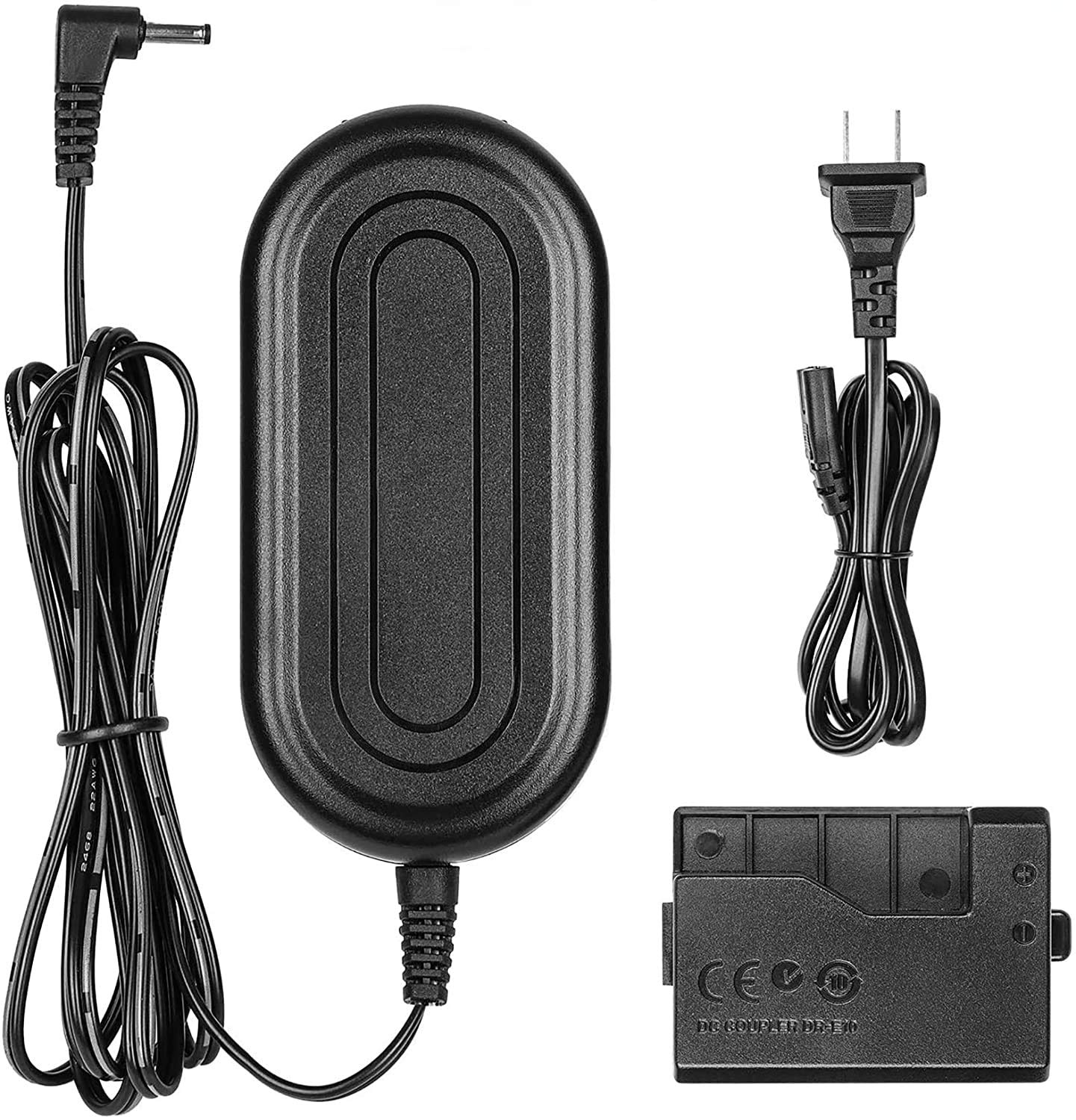 ENEGON ACK-E10, Adaptador de alimentación de CA DR-E10 Acoplador CC Kit Cargador batería simulado para Canon EOS Rebel T3 T5 T6 T7 Kiss X50 X70 X80 X90 EOS 1100D 1200D 1300D 1500D 2000D 4000D