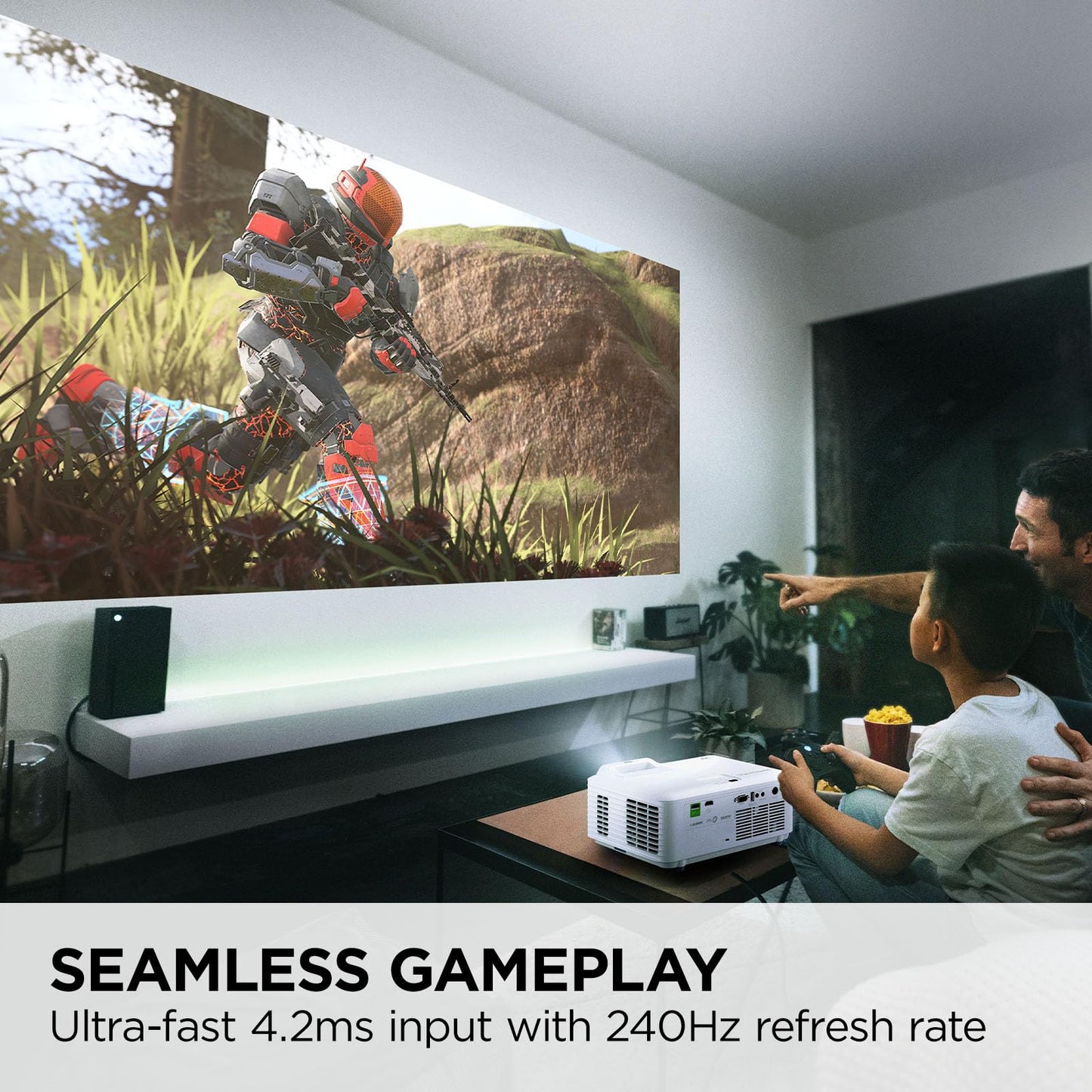 ViewSonic LX700-4K UHD 3500 lúmenes Proyector láser diseñado para Xbox con Tiempo de Respuesta de 4.2 ms, frecuencia de actualización de 240 Hz, Zoom óptico de 1.36x, HDMI Dual y Soporte HDR/HLD
