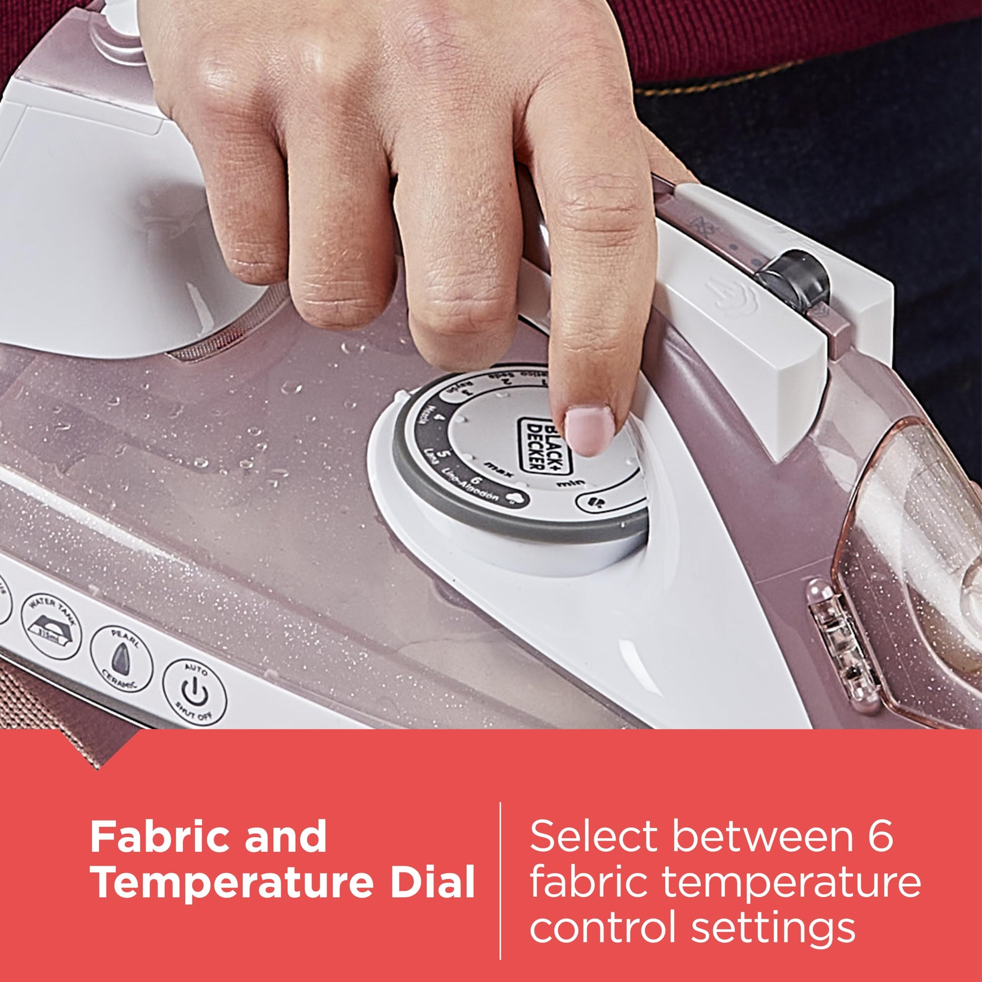 BLACK+DECKER Iron, IR2398, 50% más suave deslizamiento con suela de cerámica con infusión de perlas, potente vapor, cable de 8 pies, función de vapor vertical