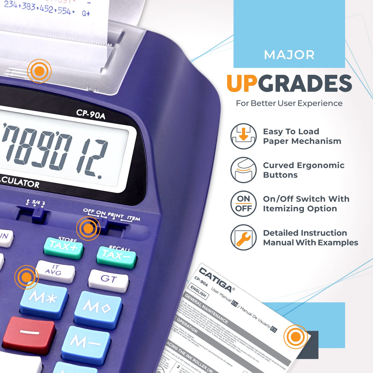 CATIGA - Calculadora de impresión 2025 Nueva y actualizada máquina de añadir 10 Llaves, calculadora de computadora para Oficina en casa con impresión en Rollo de Papel, Contabilidad, finanzas