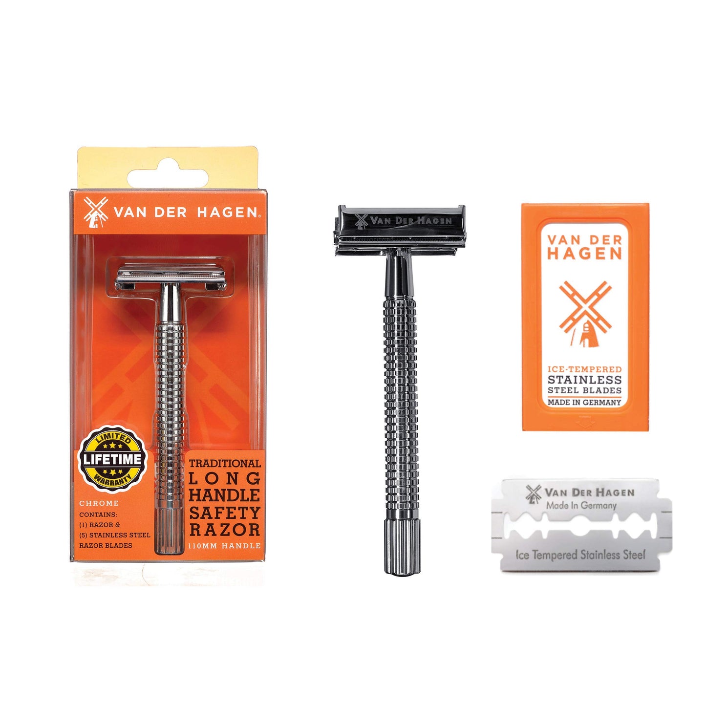 Van Der Hagen Safety Razor Kit - 110MM Chrome