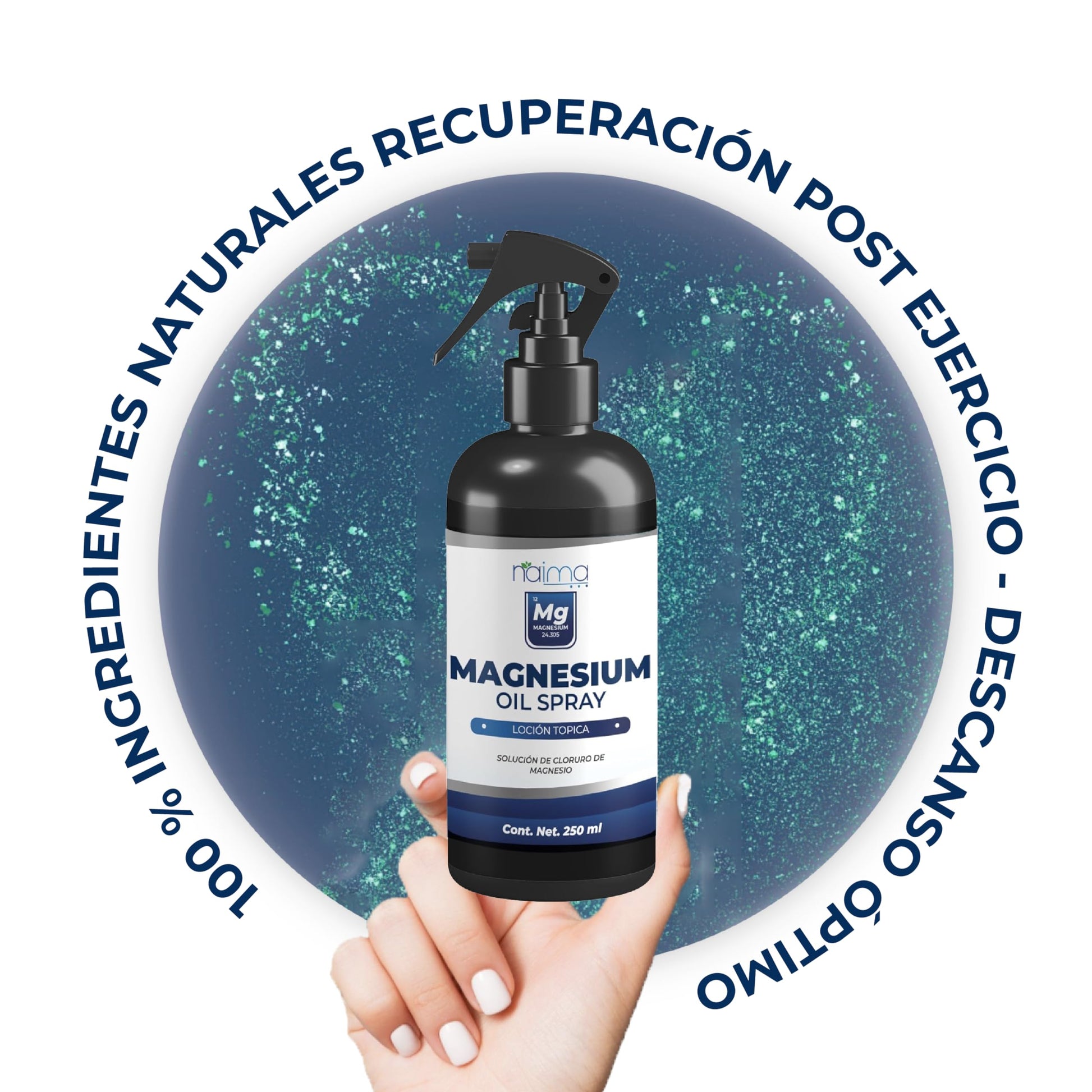 NAIMA, Aceite de Cloruro de Magnesio, 250ml | Ingredientes Naturales, Sin Aditivos | Aplicación Tópica de Alta Absorción | Relajación y Bienestar General | Sensación de Frescura y Vitalidad
