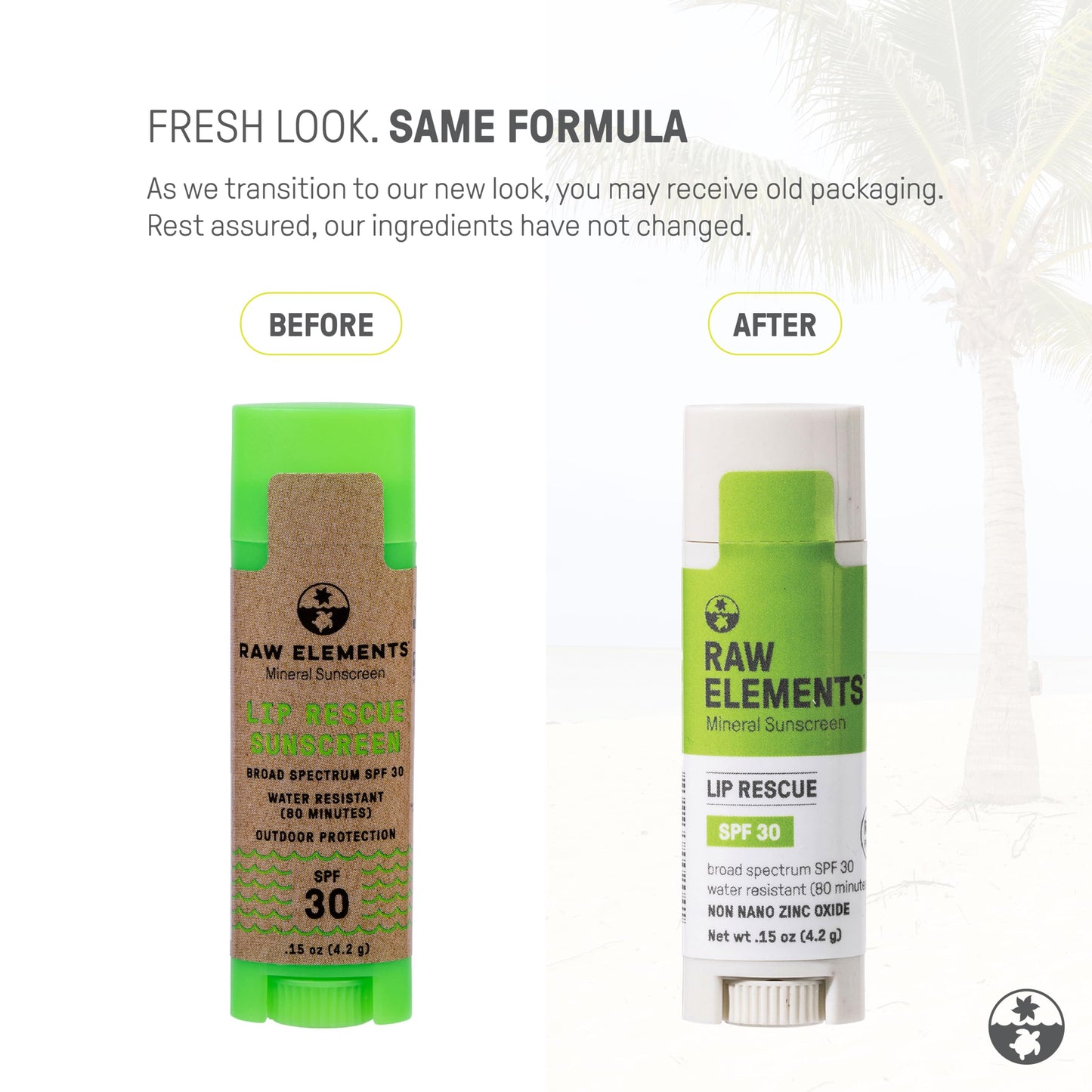 Protector Solar Labial Raw Elements Natural Certificado Zinc Oxide Orgánico Resistente al Agua Seguro para Arrecifes SPF 30+