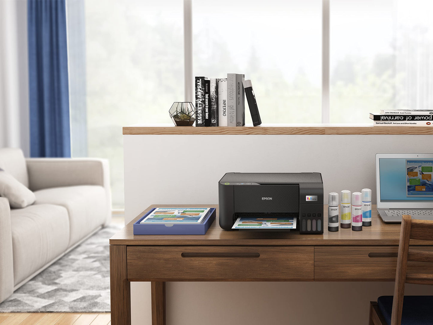 Epson Impresora Multifuncional Ecotank L3210+ con Paquete de 500 Hojas, Tanque de Tinta a Color para Hogar, conectividad USB