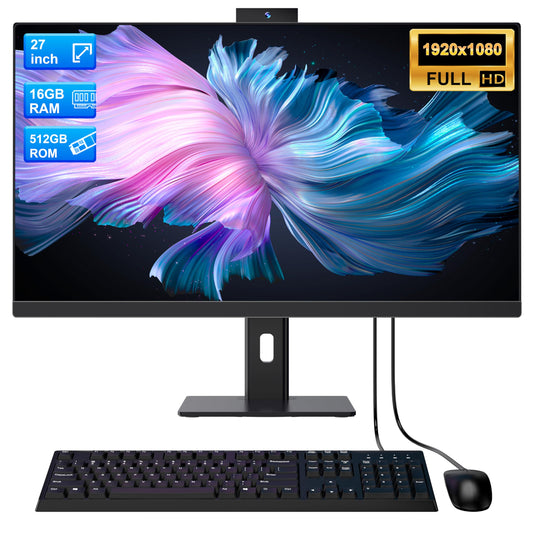 PC Todo en Uno Core i7 FHD IPS 27 Pulgadas con Visualización Giratoria y Cámara Web Emergente