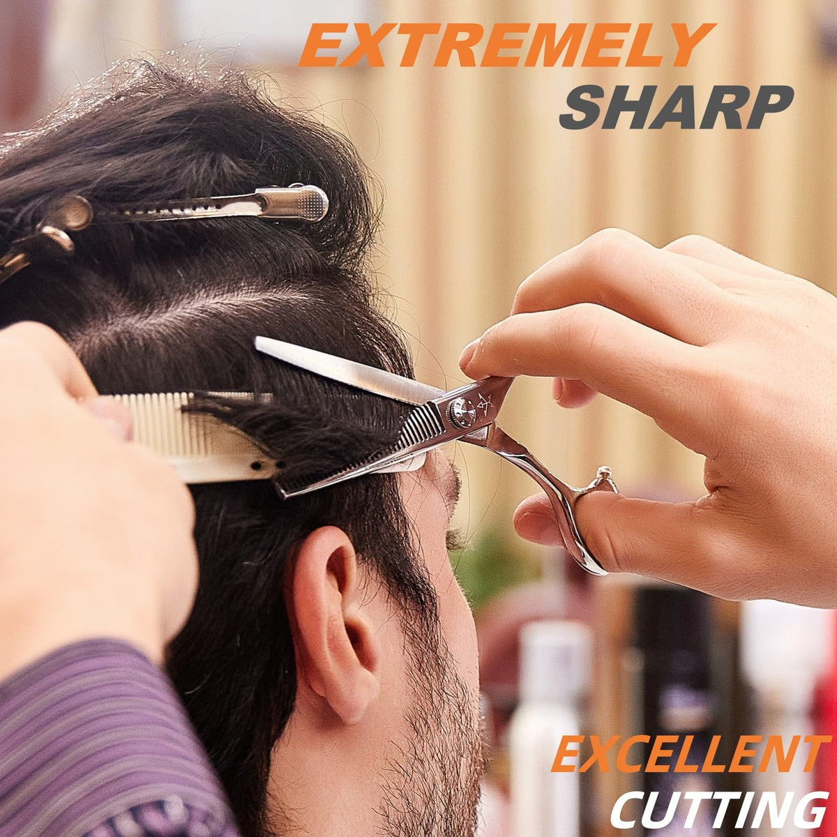 Fengliren Tijeras profesionales de alta gama para adelgazar el cabello, tijeras de corte de dientes, peluquería para peluquería, tijeras texturizantes, extremadamente afiladas, aleación de acero