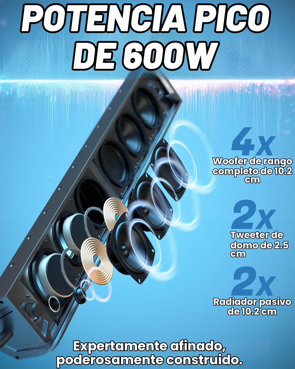 Barra de Sonido GoHawk 34 Pulgadas RGB Bluetooth IP66 Compatible con Polaris RZR Can-Am