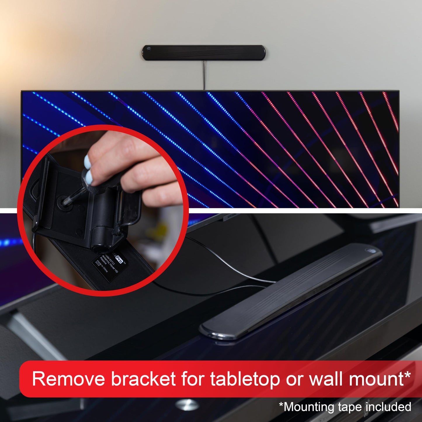 UltraPro - Antena de TV Digital para Interior para Smart TV, Canales Locales HD de Largo Alcance, fácil Montaje en el diseño Superior, soporta 4K 1080P HDTV VHF UHF, recepción de 360°, 83713