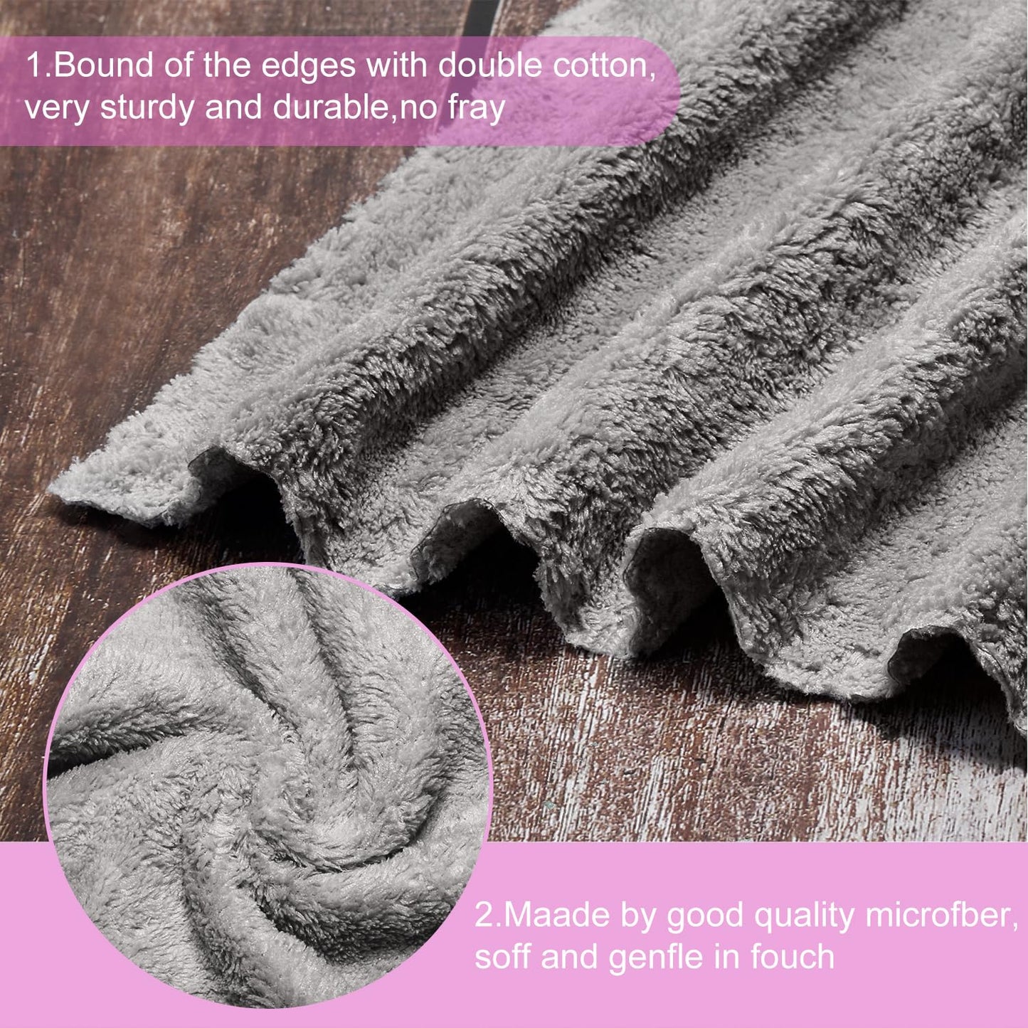 Syhood 12 Paños de Lavado de Cara Paños Desmaquillantes Toallitas Faciales de Microfibra Paño de Limpieza Facial Suave de Secado Rápido para Cara, 12 x 12 Pulgadas (Blanco, Gris)