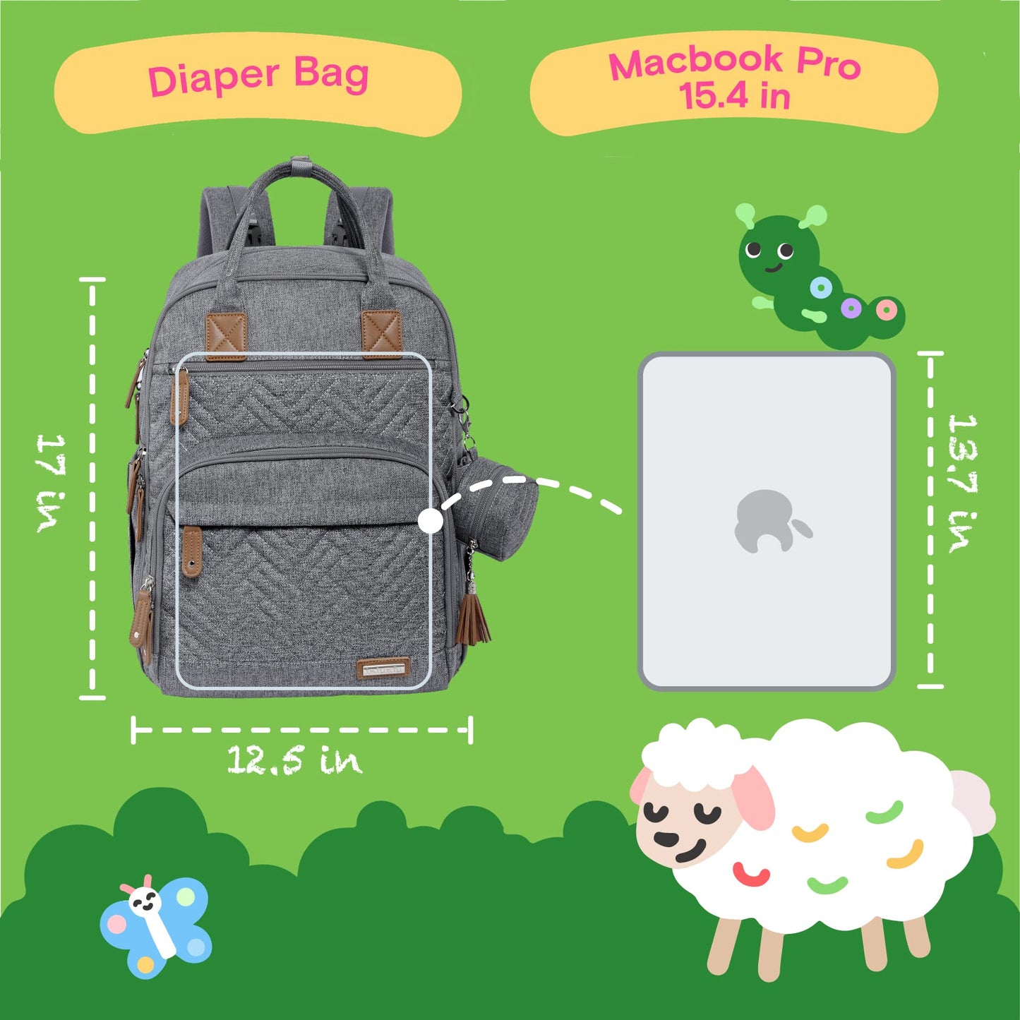 iniuniu - Mochila para pañales, kit 4 en 1, bolsas unisex grandes para bebés para niños y niñas, mochila impermeable de viaje con bolsa para pañales, almohadilla cambiante lavable, funda para chupete