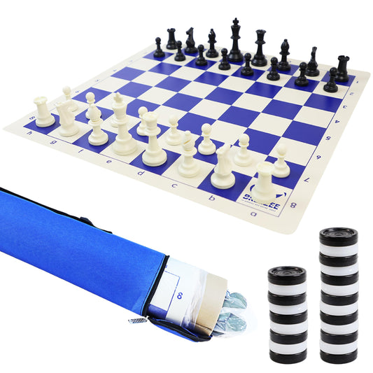 BREEZEE Ajedrez Profesional Portátil Incluye Damas Chinas Bolsa De Viaje, Tamaño Torneo Tablero 51 x 51 cm, Juego de Mesa y Estrategia para Adultos, Niños y Principiantes Juegos de Mesa