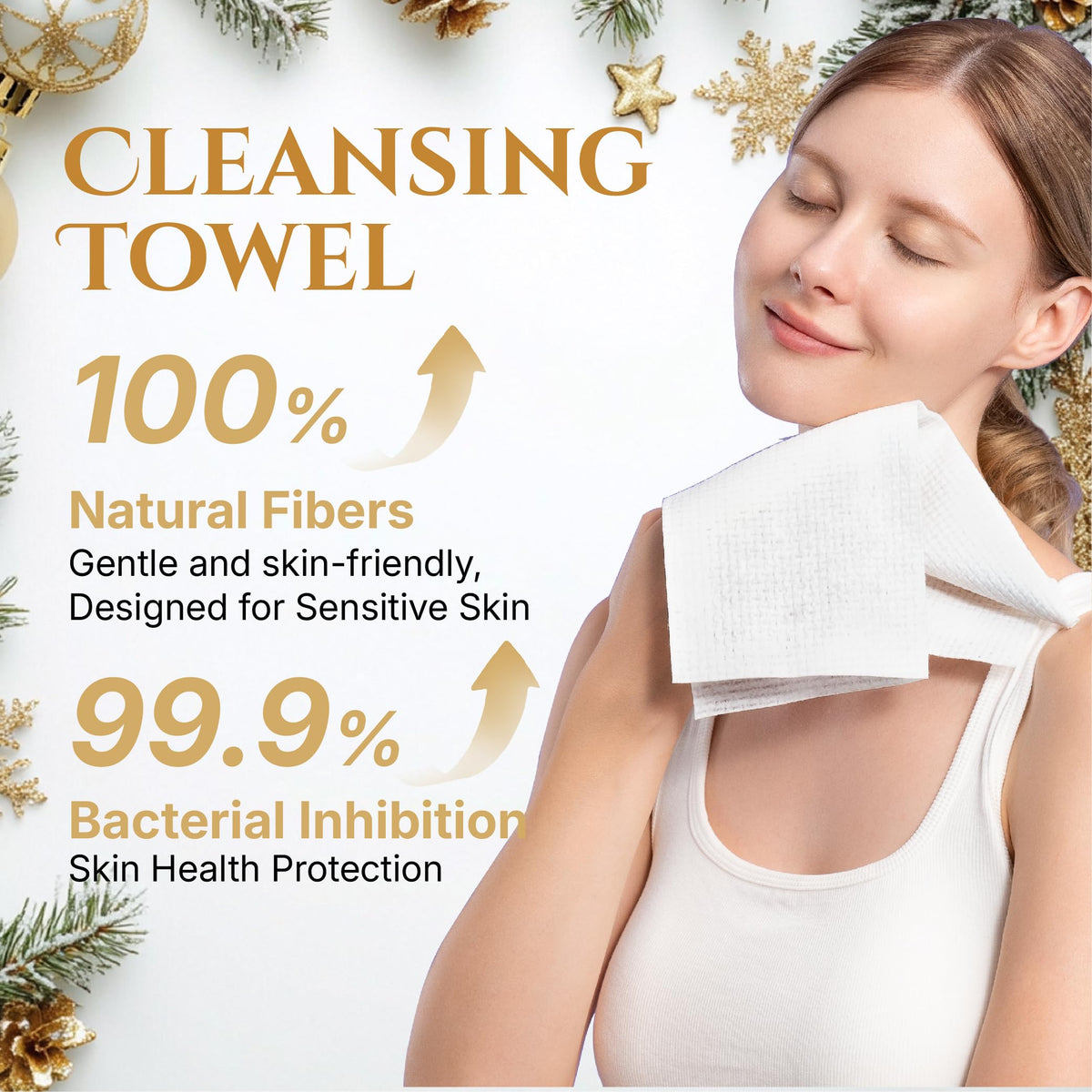 Serenorch Toallas faciales desechables navideñas XL, paquete de 50 unidades, regalos navideños para mujeres, caja magnética, pañuelos faciales ultrasuaves, toallitas desmaquillantes secas para piel se