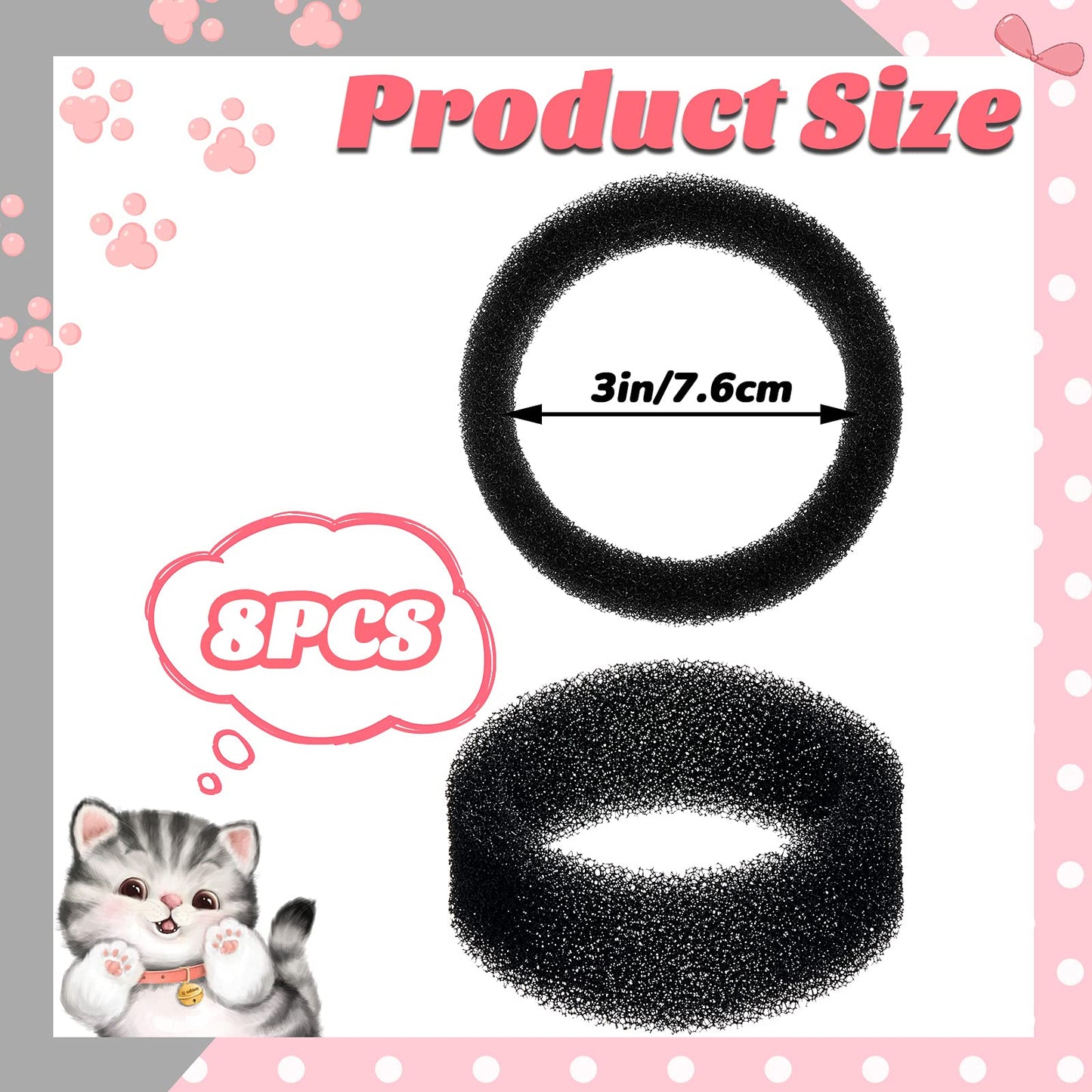 Filtro de Fuente para Gato, Redondo de Espuma, 8 Piezas, Esponja de Repuesto para Fuente de 2,5 L y 2,2 L