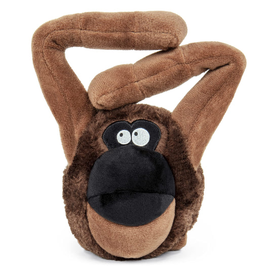 goDog Action Plush Ape - Juguete Animado para Perro chirriante, tecnología de protección para Masticar, Color marrón, Talla única