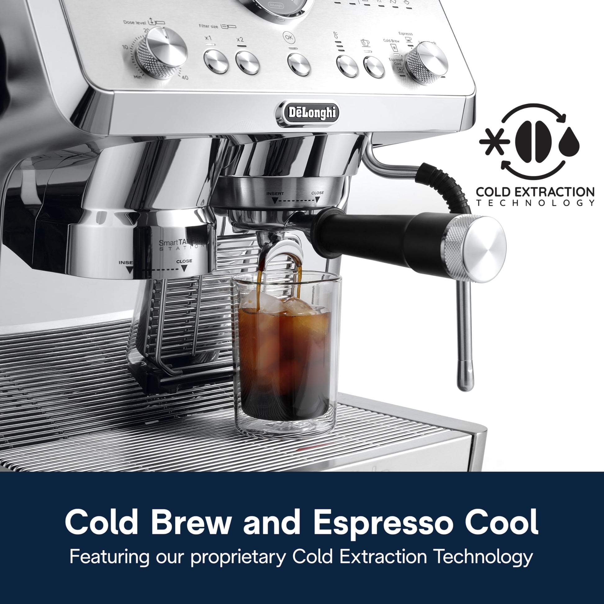 De'Longhi La Specialista Opera Máquina espresso con "Cold Brew", lanceta de vapor estilo profesional para café con leche, capuchino, molinillo incorporado, EC9555M