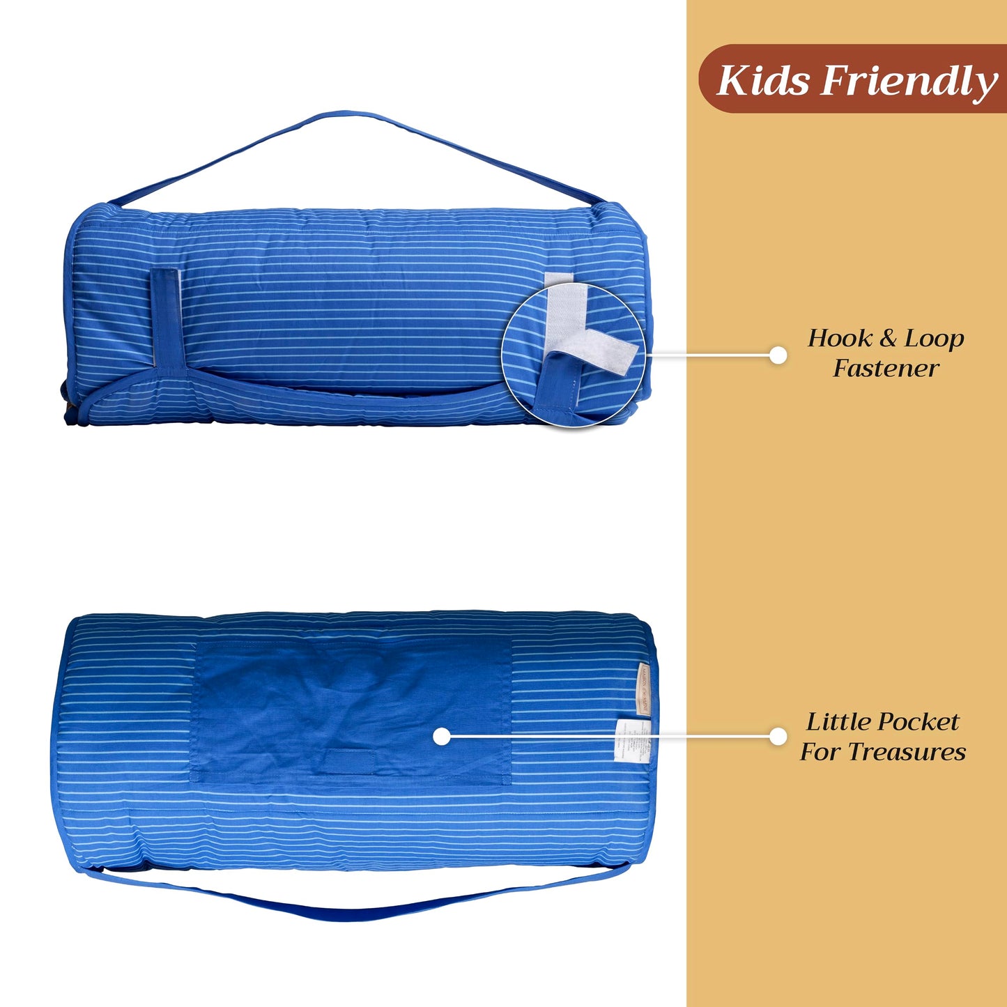 Maison d'Hermine - Tapete de siesta de superhéroe con almohada y manta reutilizables de 55 x 27 x 1.5 pulgadas, para niños y niñas, tapete de dormir preescolar con correas de transporte para el