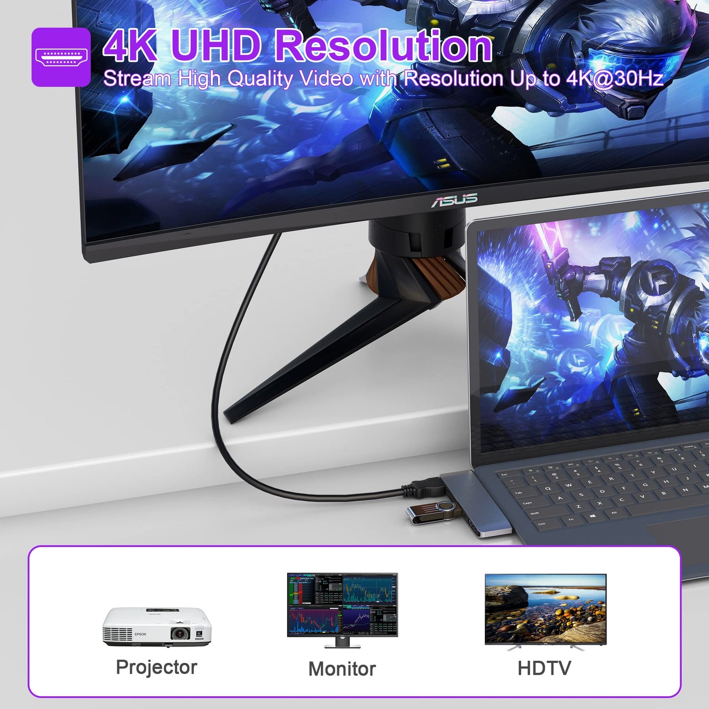Estación de Acoplamiento para Surface Laptop con HDMI 4K, USB 3.0 y USB-C