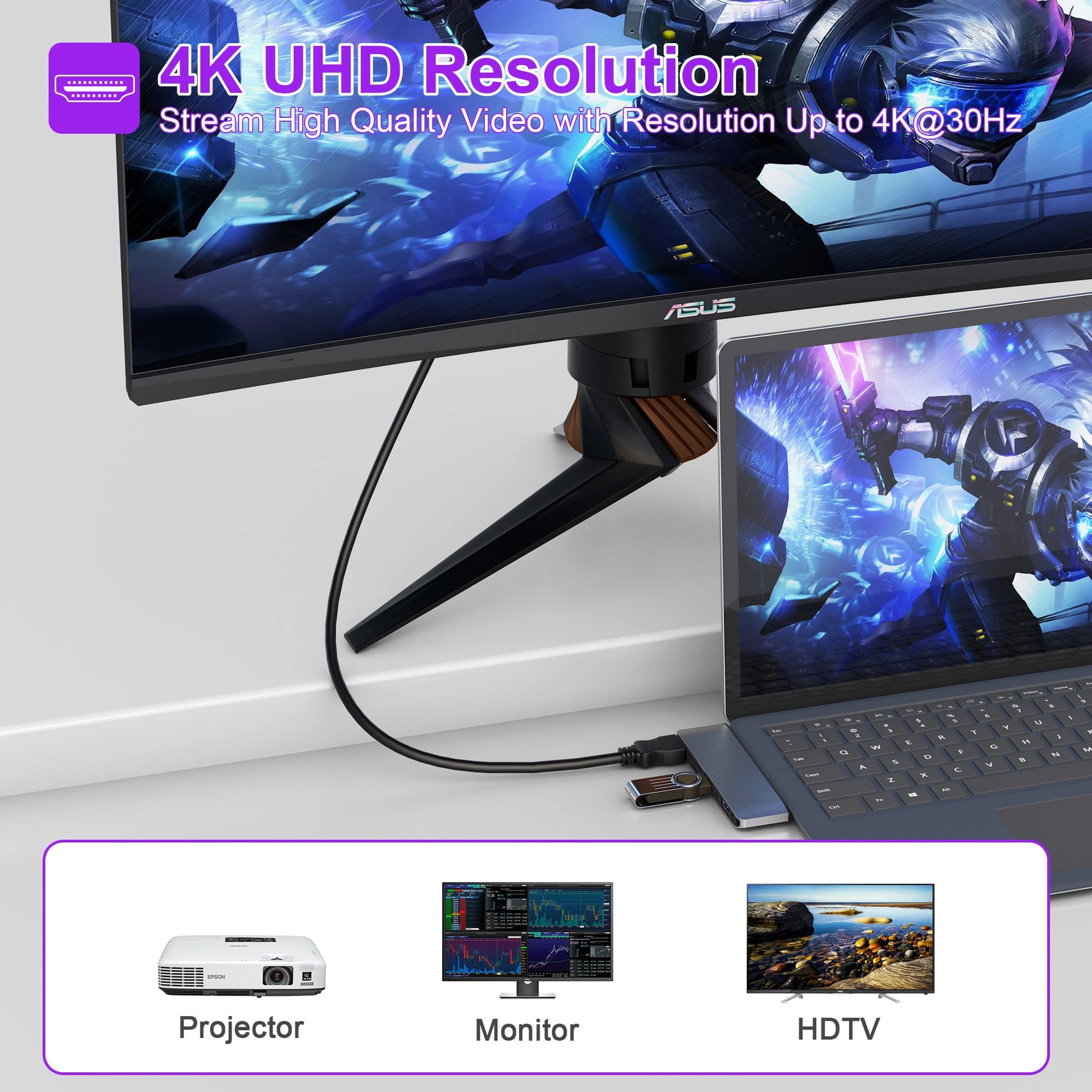 Estación de Acoplamiento para Surface Laptop con HDMI 4K, USB 3.0 y USB-C