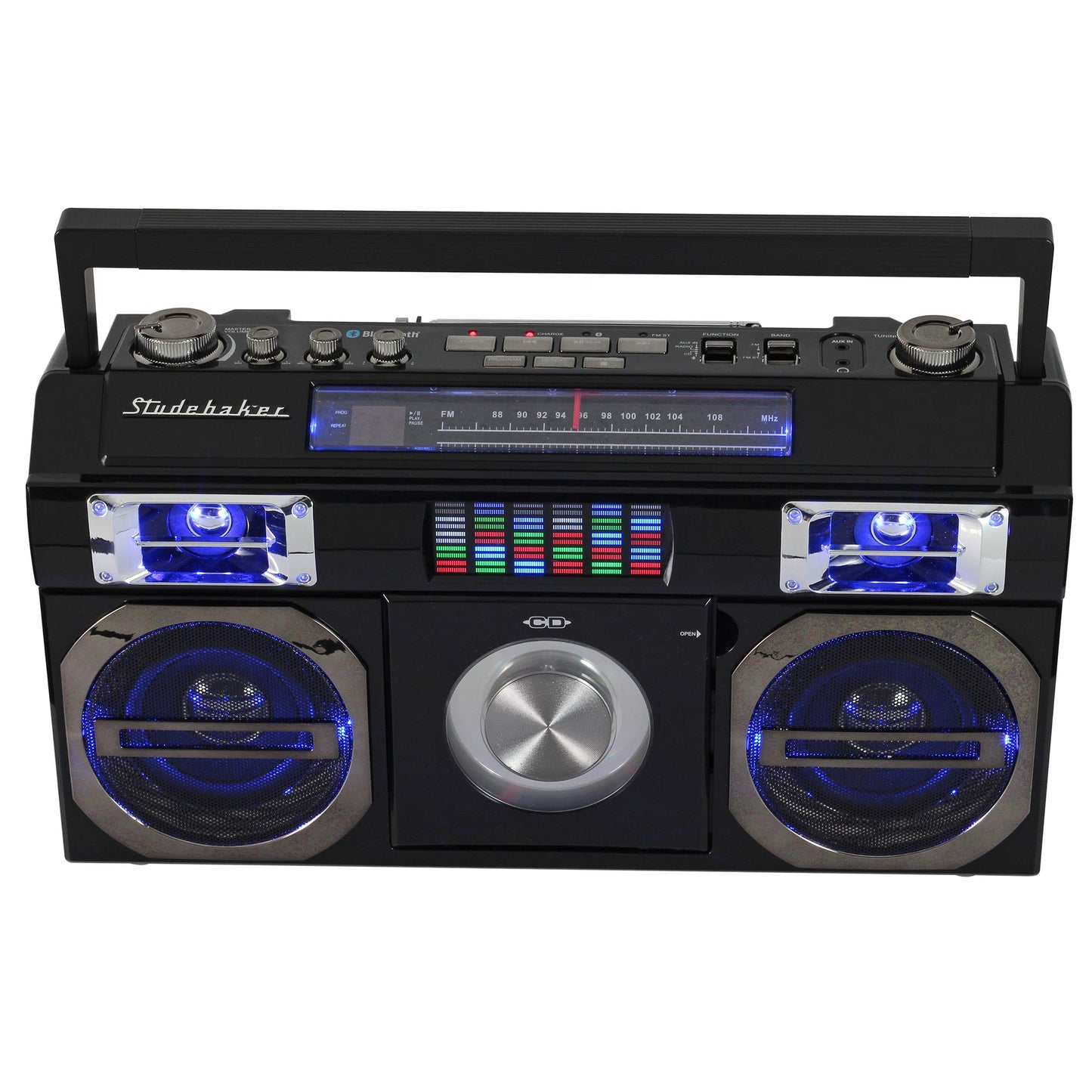 Boombox Bluetooth Retro 80's Studebaker Azul con Radio FM y Reproductor de CD