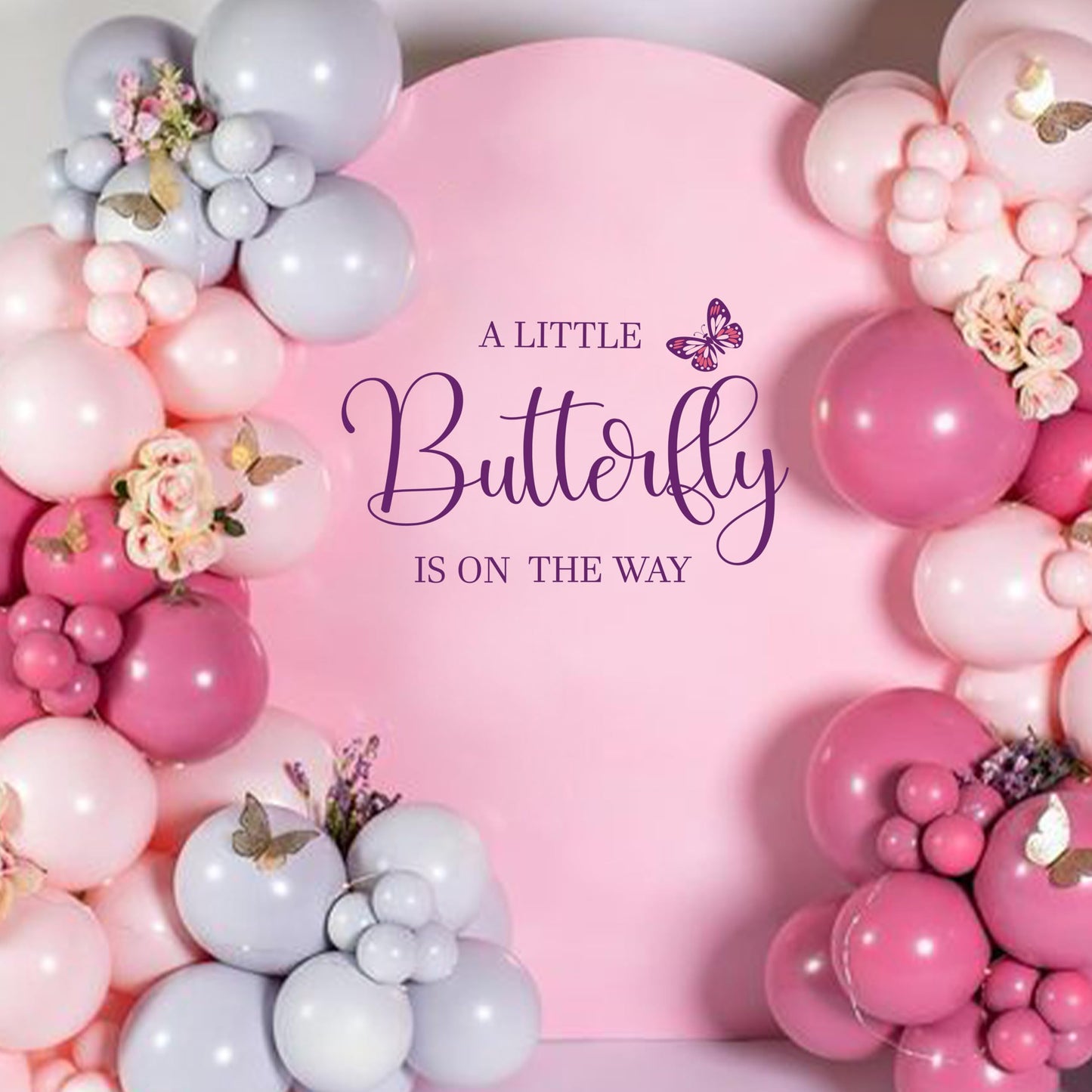 Letrero calcomanía para fiesta de baby shower con diseño de mariposa, diseño de mariposa, diseño de mariposa, diseño de género para niña o niño (calcomanía de mariposa morada)