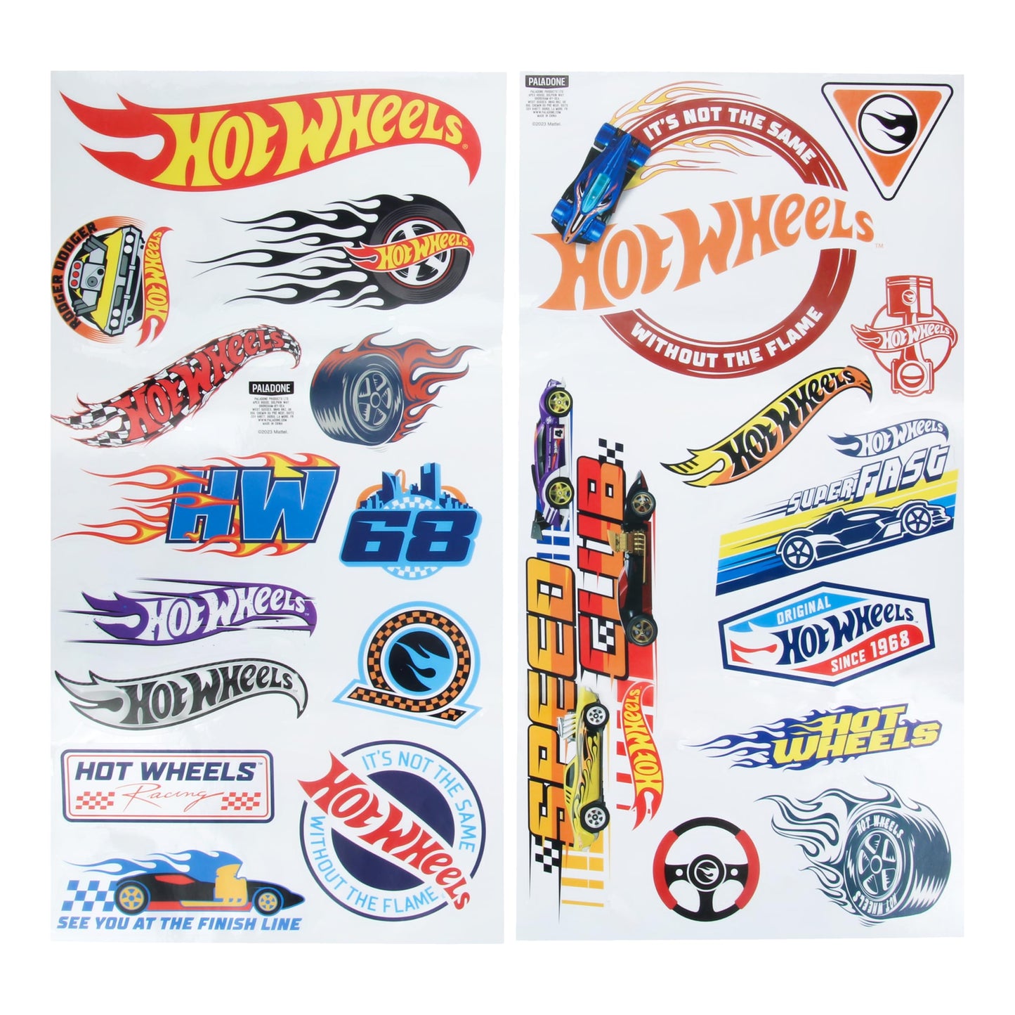 Hot Wheels - Calcomanías de pared con licencia oficial para habitación de niños, pista de coche de juguete reutilizable, decoración de pared de sala de juegos, decoración de dormitorio para niños y