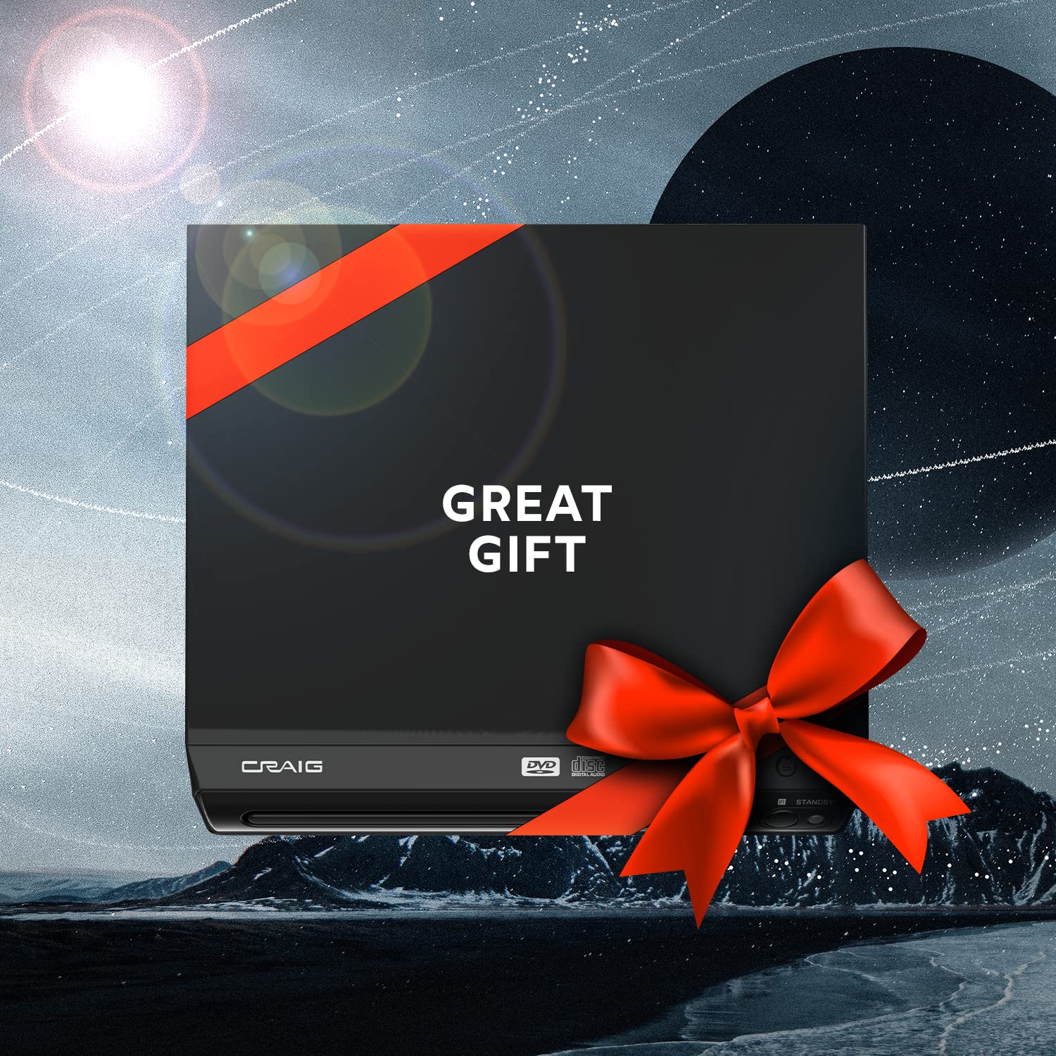 Reproductor Compacto de DVD Craig Negro con Control Remoto