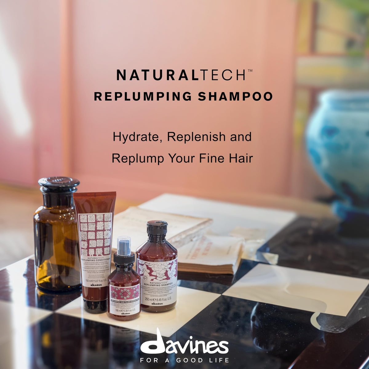 Davines Replumpling shampoo | Shampoo hidratante para cabello seco | 250 ml