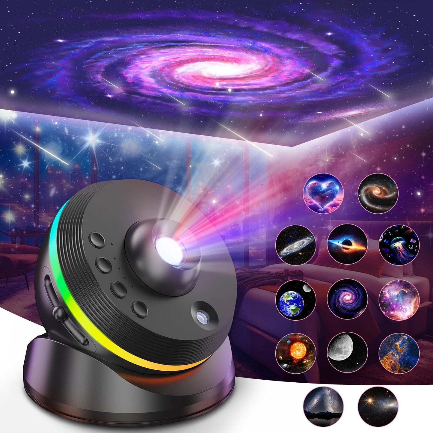 Proyector de Galaxia Planetario Actualizado 5/6ª Generación con Meteoros Dinámicos y Nebulosa de Rotación 360°