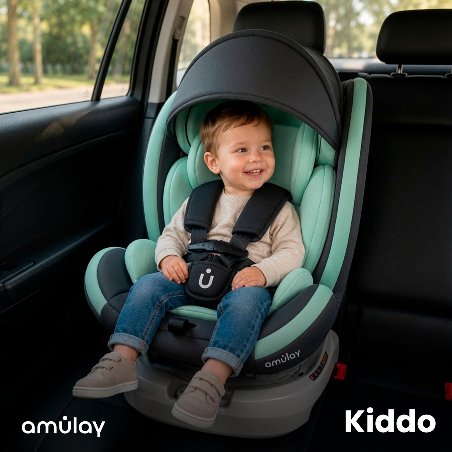 Amulay Autoasiento Kiddo ISOFIX 360°, 0 a 12 Años, Verde