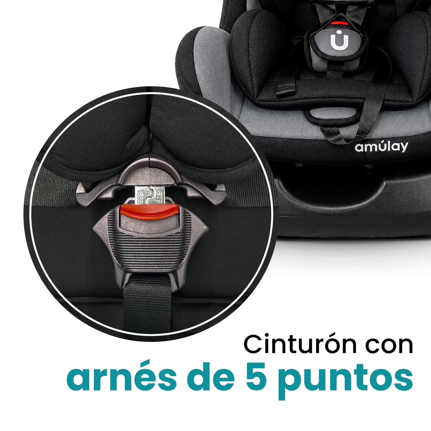 Amulay Autoasiento Nani Convertible 3 en 1, 0 a 25 kg, Gris y Negro