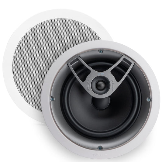 Polk Audio MC80 Altavoz de 2 vías en el Techo de 8 Pulgadas (Individual) | Audio Incorporado dinámico | Perfecto para Zonas húmedas Interiores y Cerradas | Baños, cocinas, Patios | Blanco