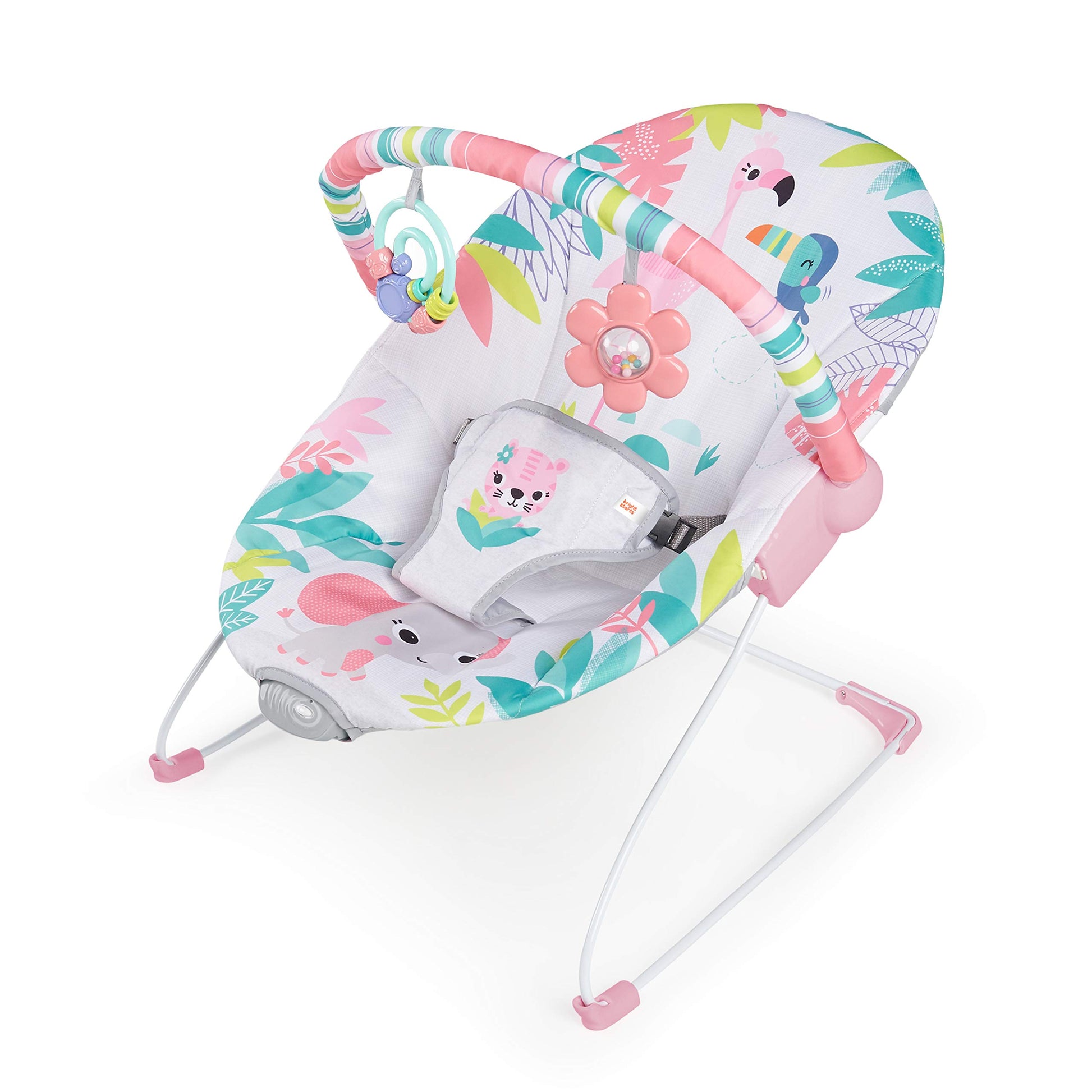 Bright Starts Mecedora Con Motivos De Flamingos Con Arés De 3 Puntos, Pink, Paquete De 2380.0 Grams