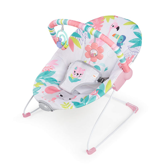 Bright Starts Mecedora Con Motivos De Flamingos Con Arés De 3 Puntos, Pink, Paquete De 2380.0 Grams