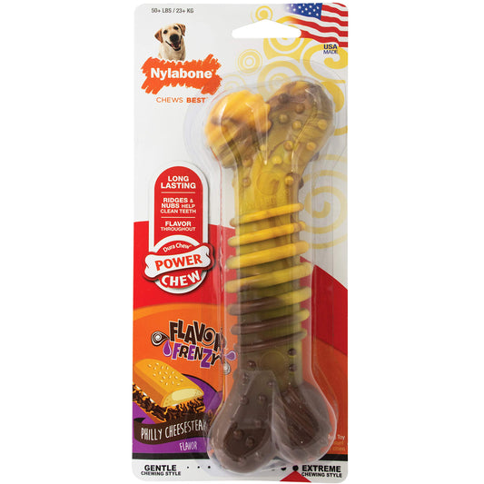 Juguete Masticable para Perros Nylabone Regular Sabor Cheesesteak Tamaño Extra Grande