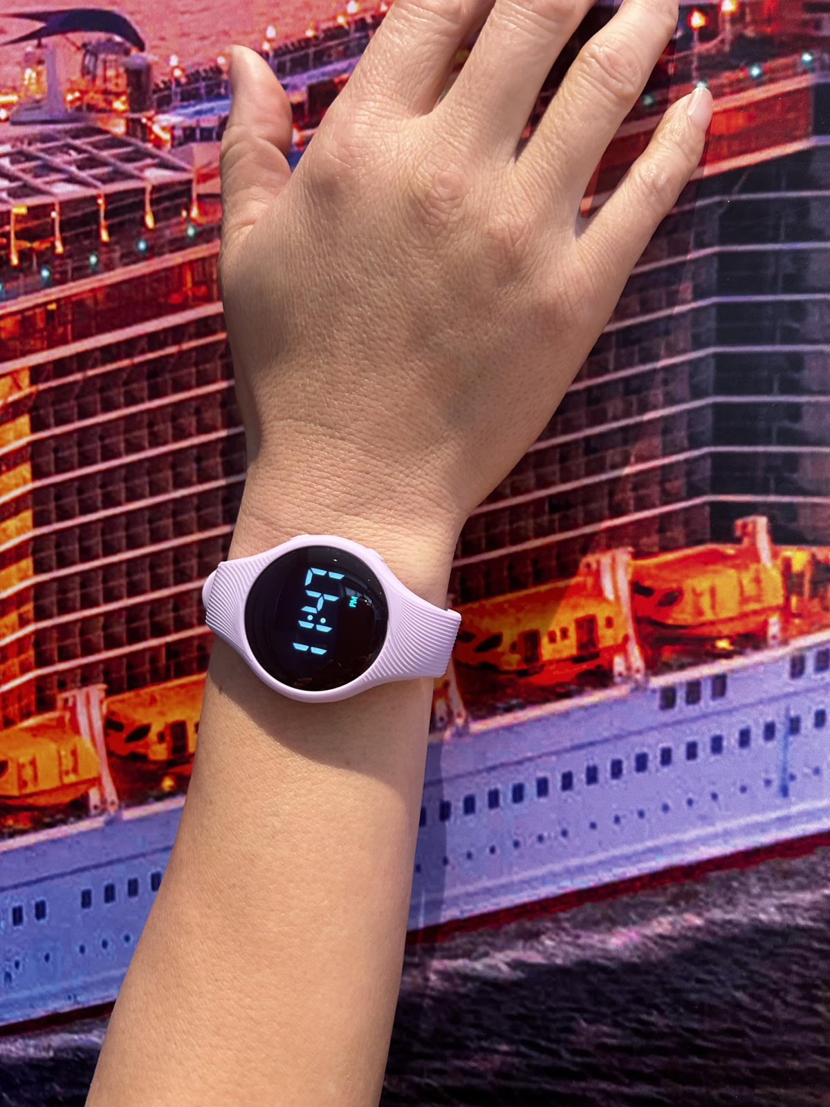 e-vibra - Reloj de entrenamiento para orinal, resistente al agua, silenciosa, con alarma y visualización de bloqueo (morado)