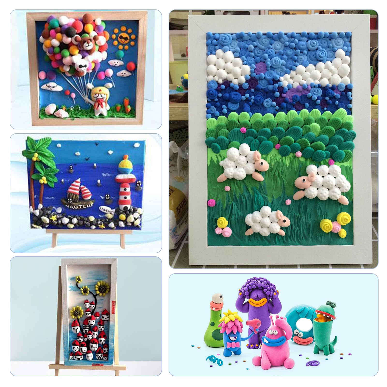 Kit de Arcilla para Modelar al Aire de 104 Piezas, Incluye 50 Colores de Arcilla para Modelar, 5 Herramientas de Escultura, 49 Accesorios de Arcilla y Cajas, Juego de Inicio de Arcilla Horneada, Seguro y No Tóxico