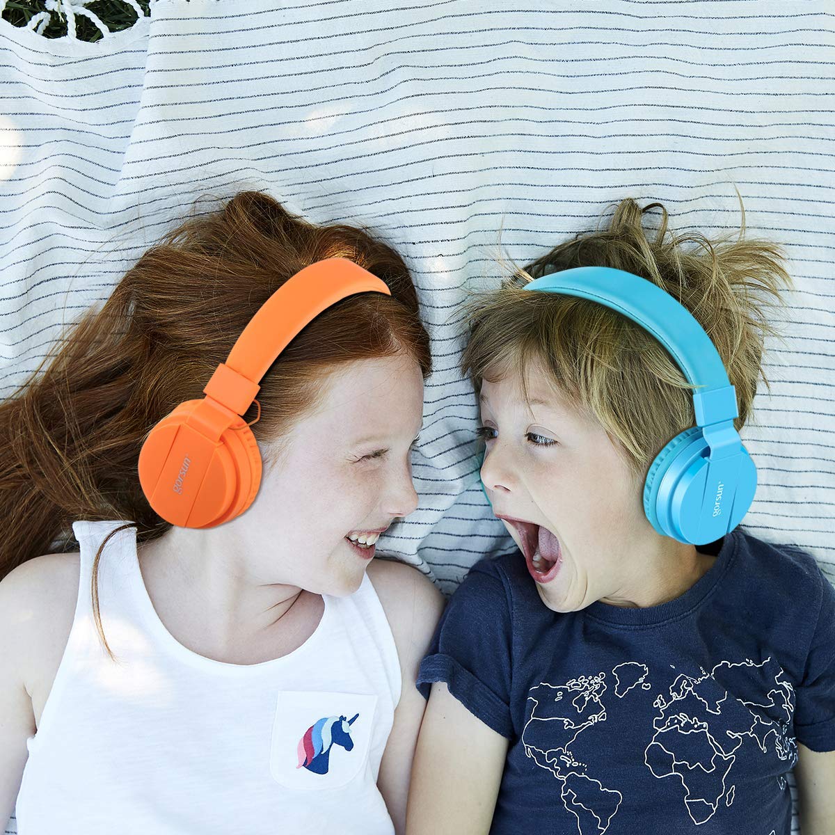 Gorsun lightweight stereo kids headphone Adjustable Headband foldable on ear Headset for Cellphones Iphone Laptop Computer Earphones(Orange)