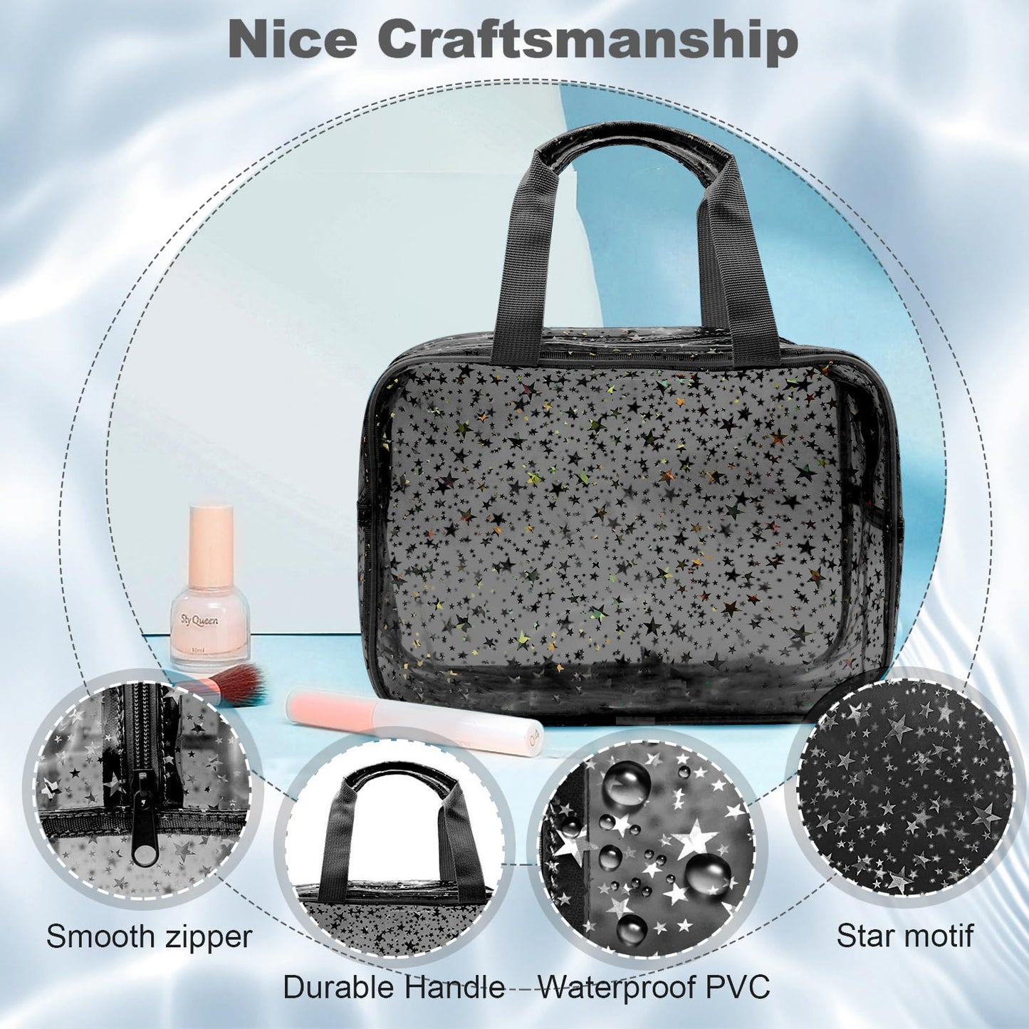 Bolsa de maquillaje transparente con inicial personalizada, bolsa de cosméticos rosa, bolsa de aseo de viaje, bonita bolsa de maquillaje transparente, bolsa organizadora para novia, maestro, regalos